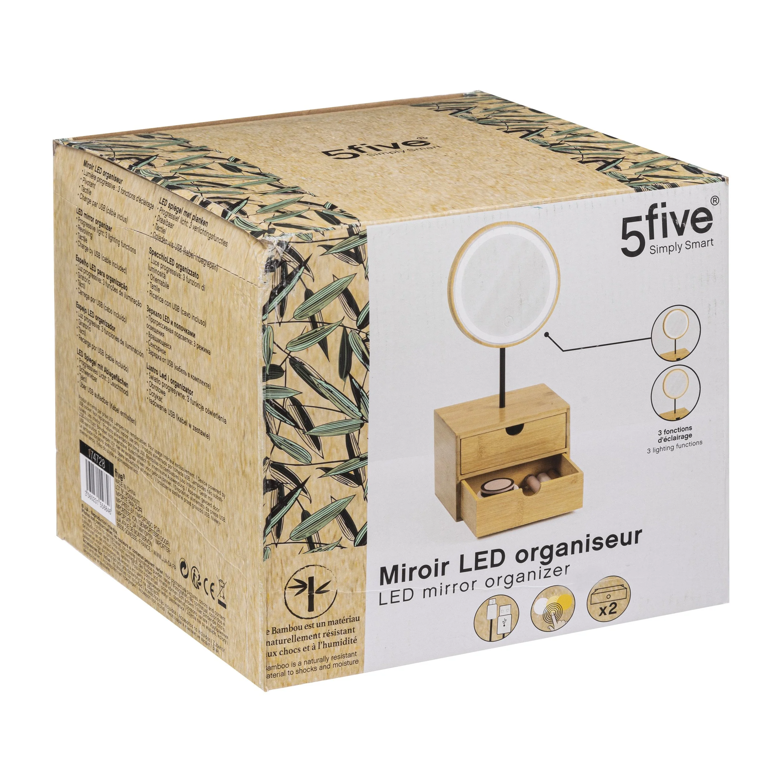 Miroir Led rond pivotant et organisateur 2 tiroirs - Image 4