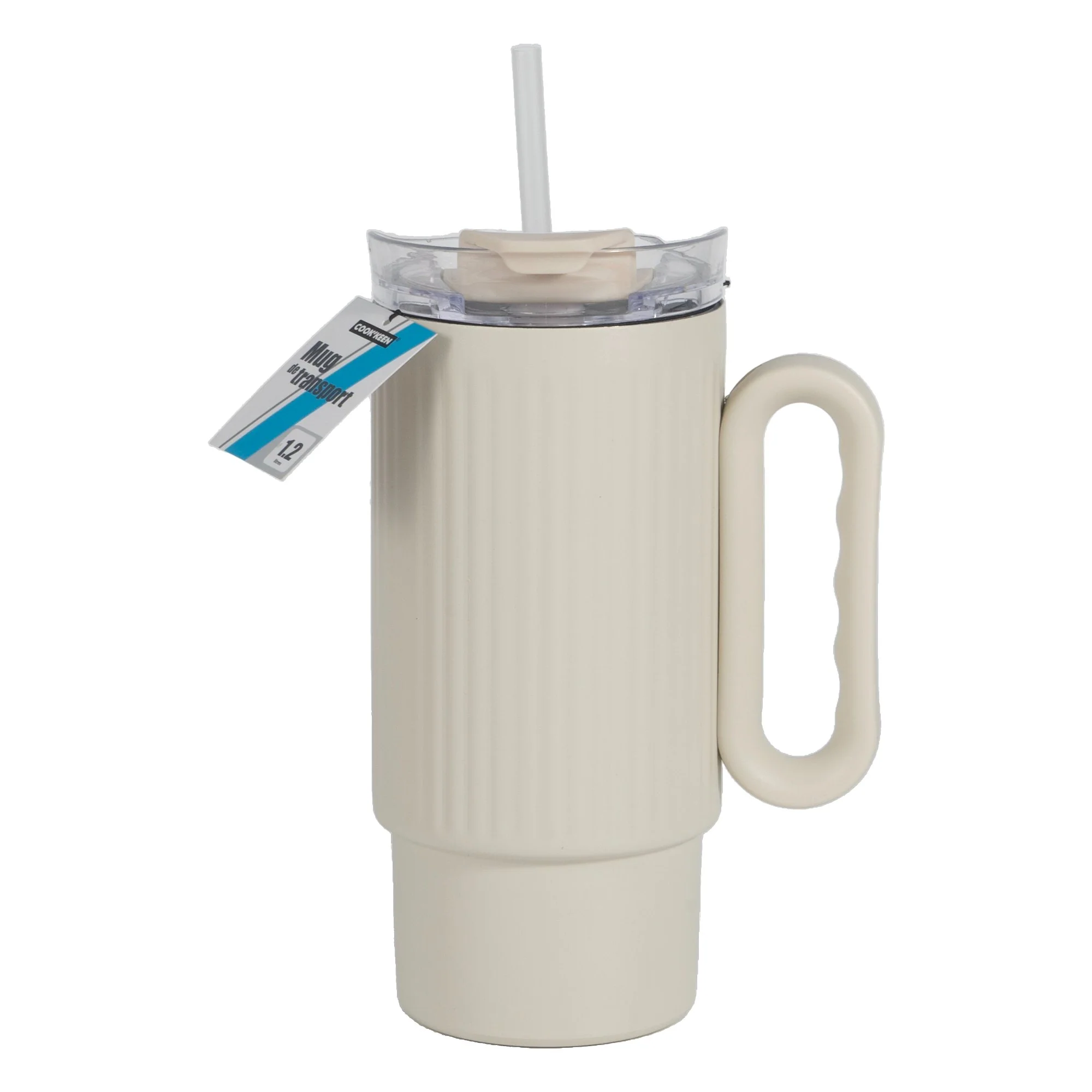 Mug de transport Isotherme avec poignée fantaisie 1,2 L  - Beige