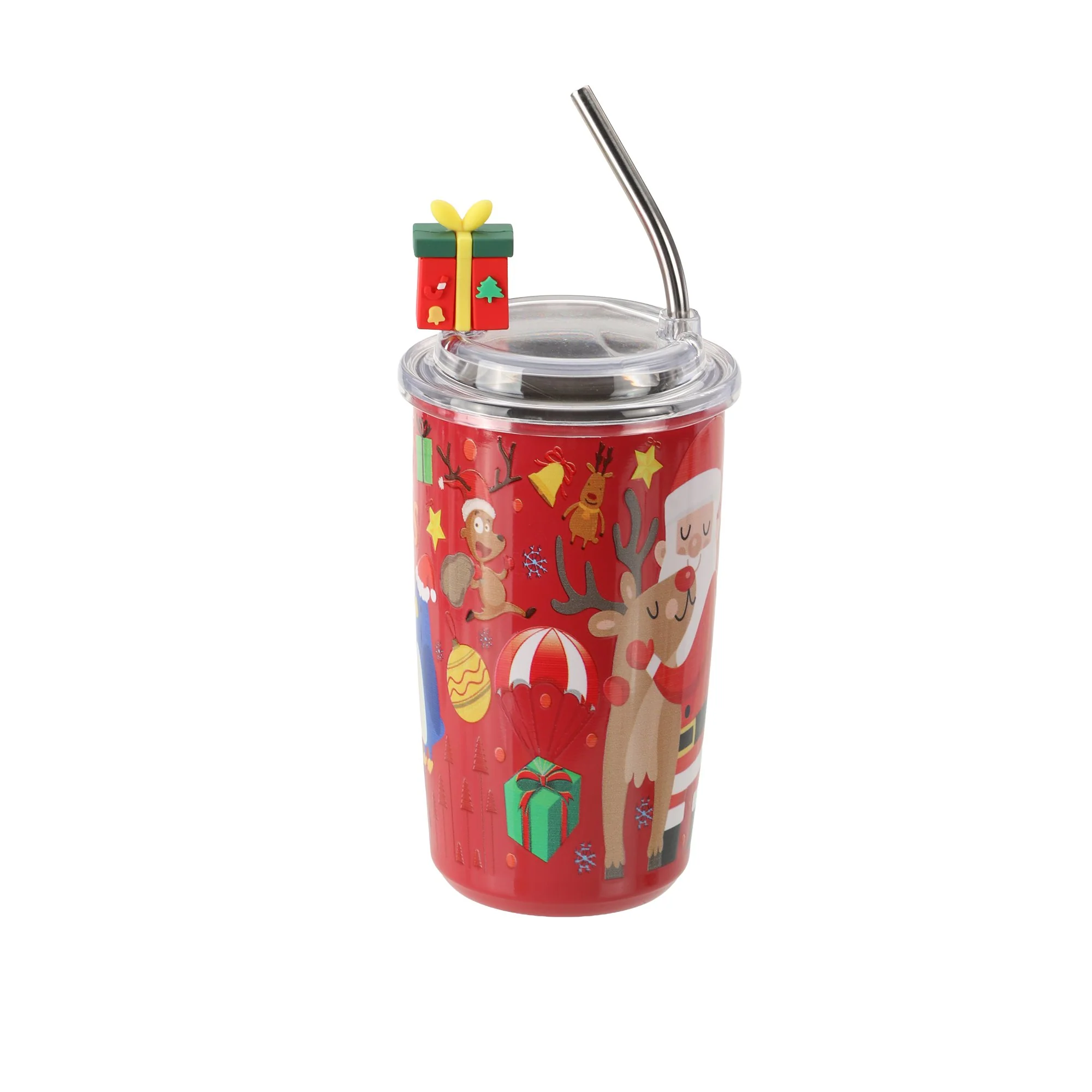 Mug de transport Noël avec paille