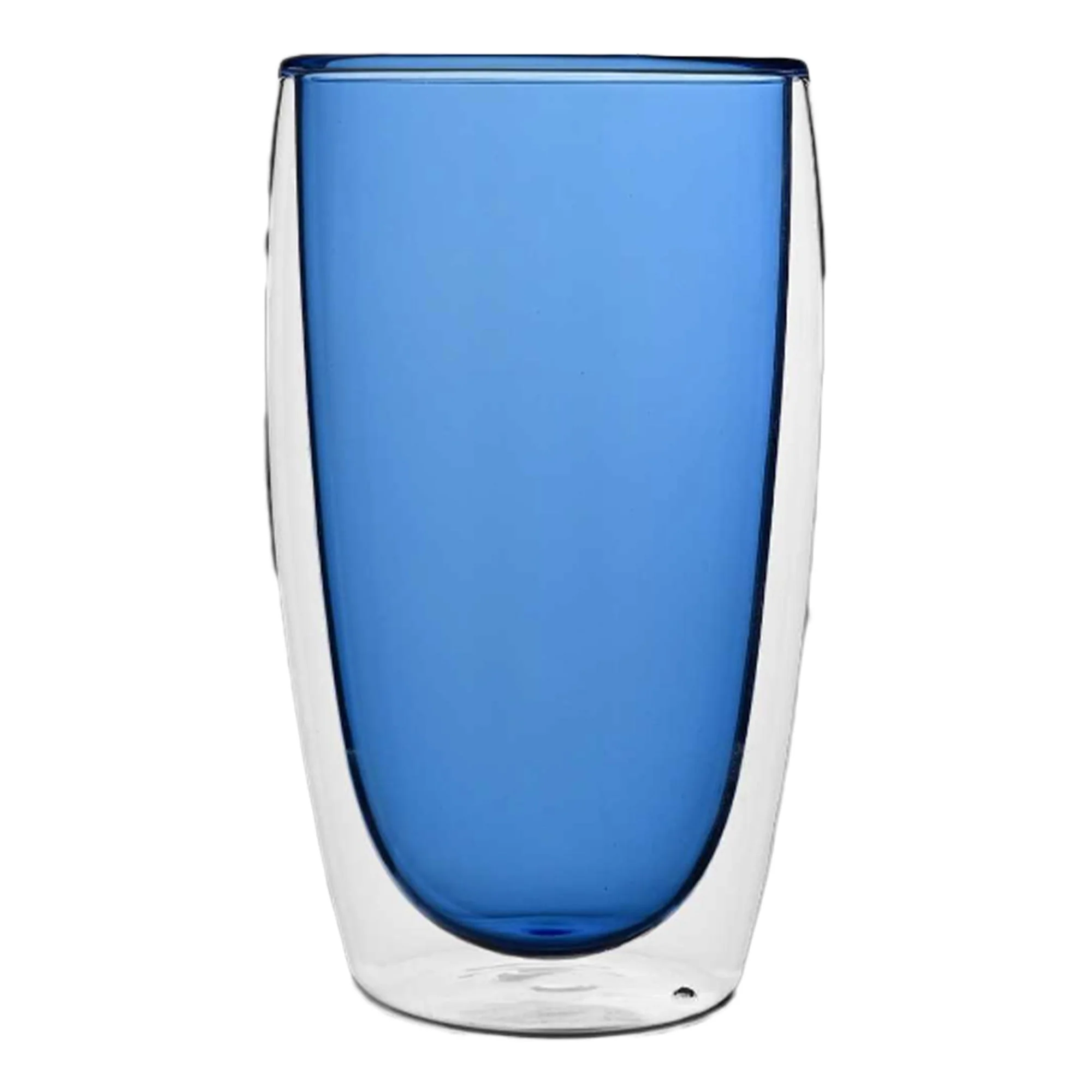 Mug en verre double paroi coloré 450 ml  - Bleu