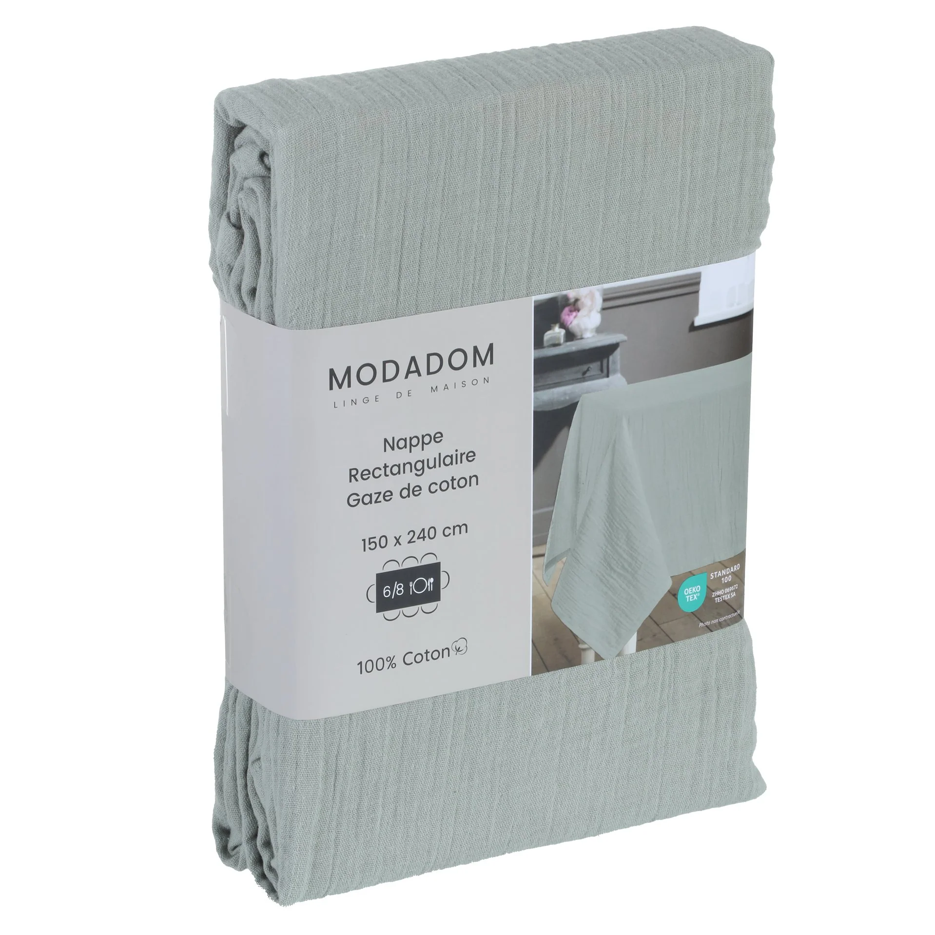 Nappe en gaze de coton 150x240cm - Gris - Image 2