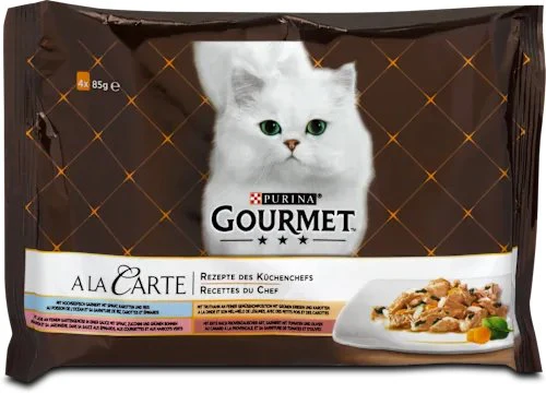 Pack de 4 pâtées : poisson / dinde / saumon / canard 85g