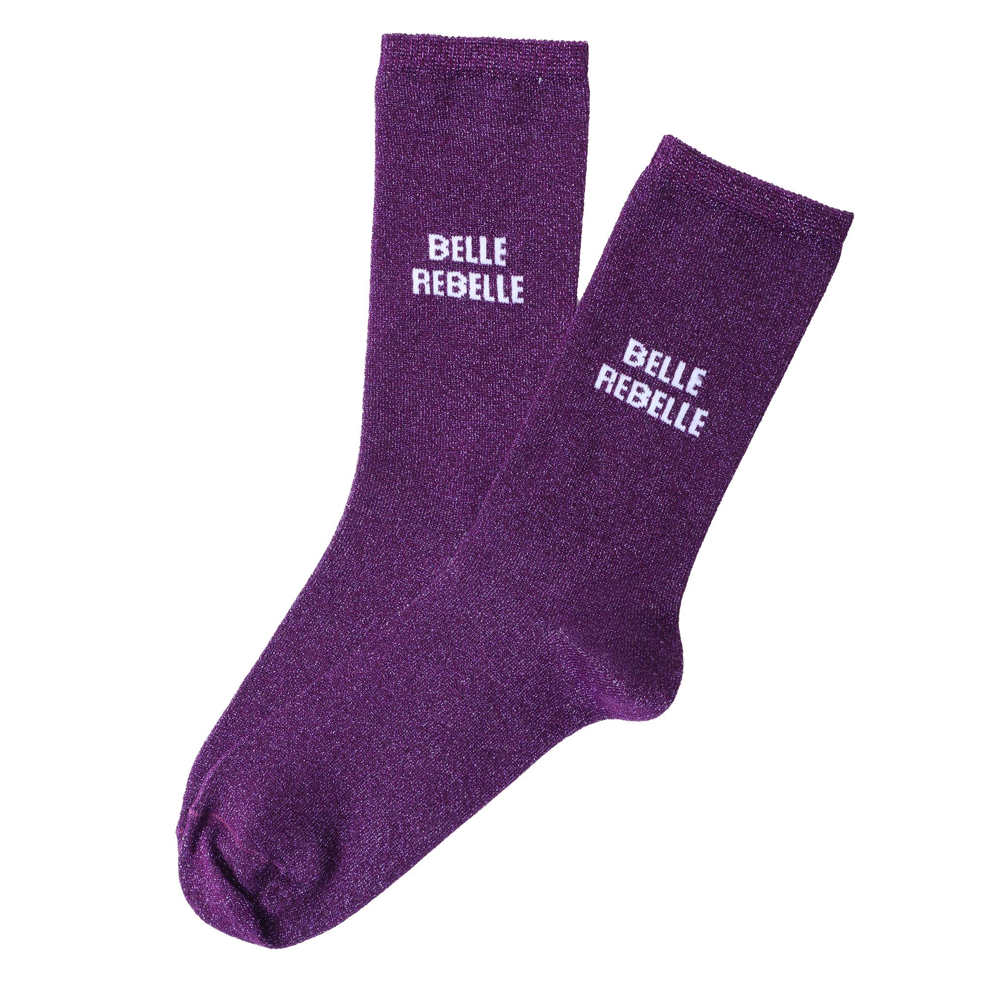 Paire de chaussette paillette avec message - Bleu foncé - Image 3