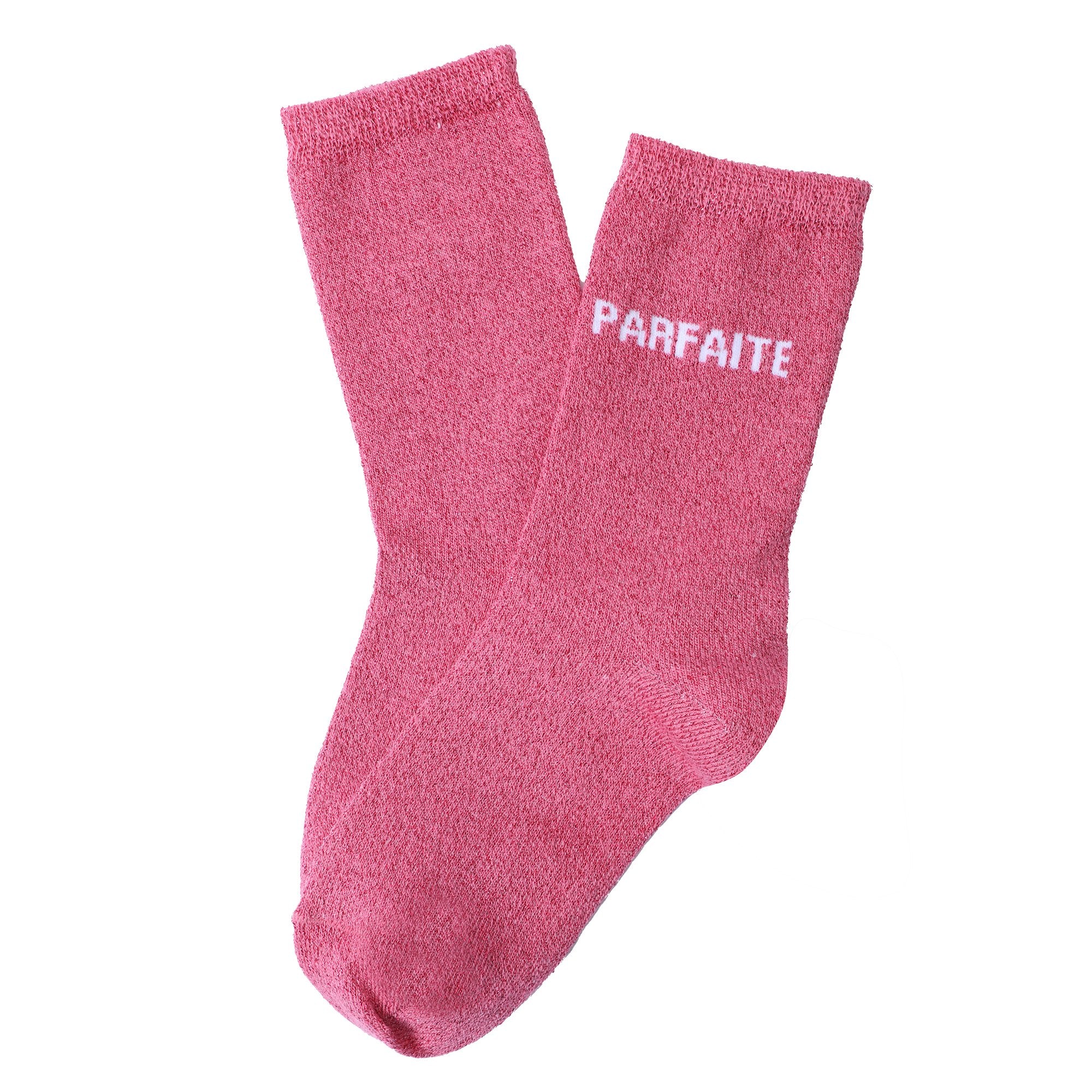 Paire de chaussette paillette avec message - Rose