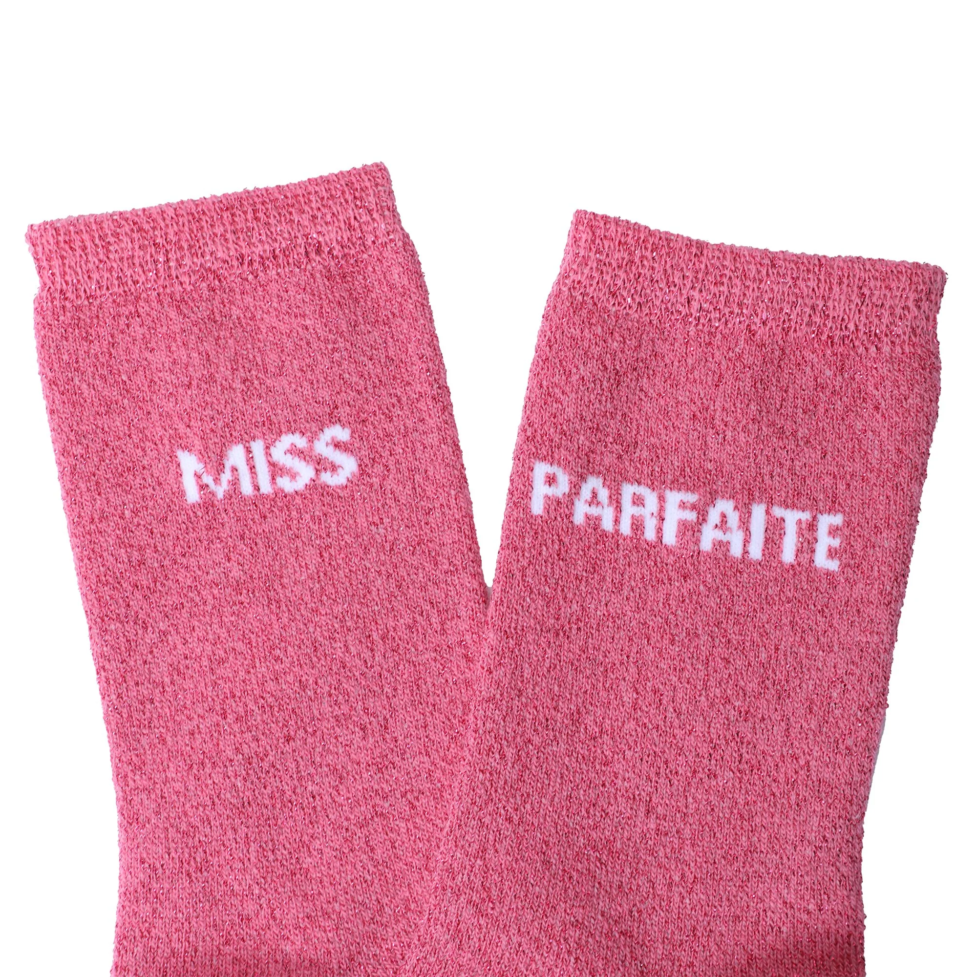Paire de chaussette paillette avec message - Rose - Image 2