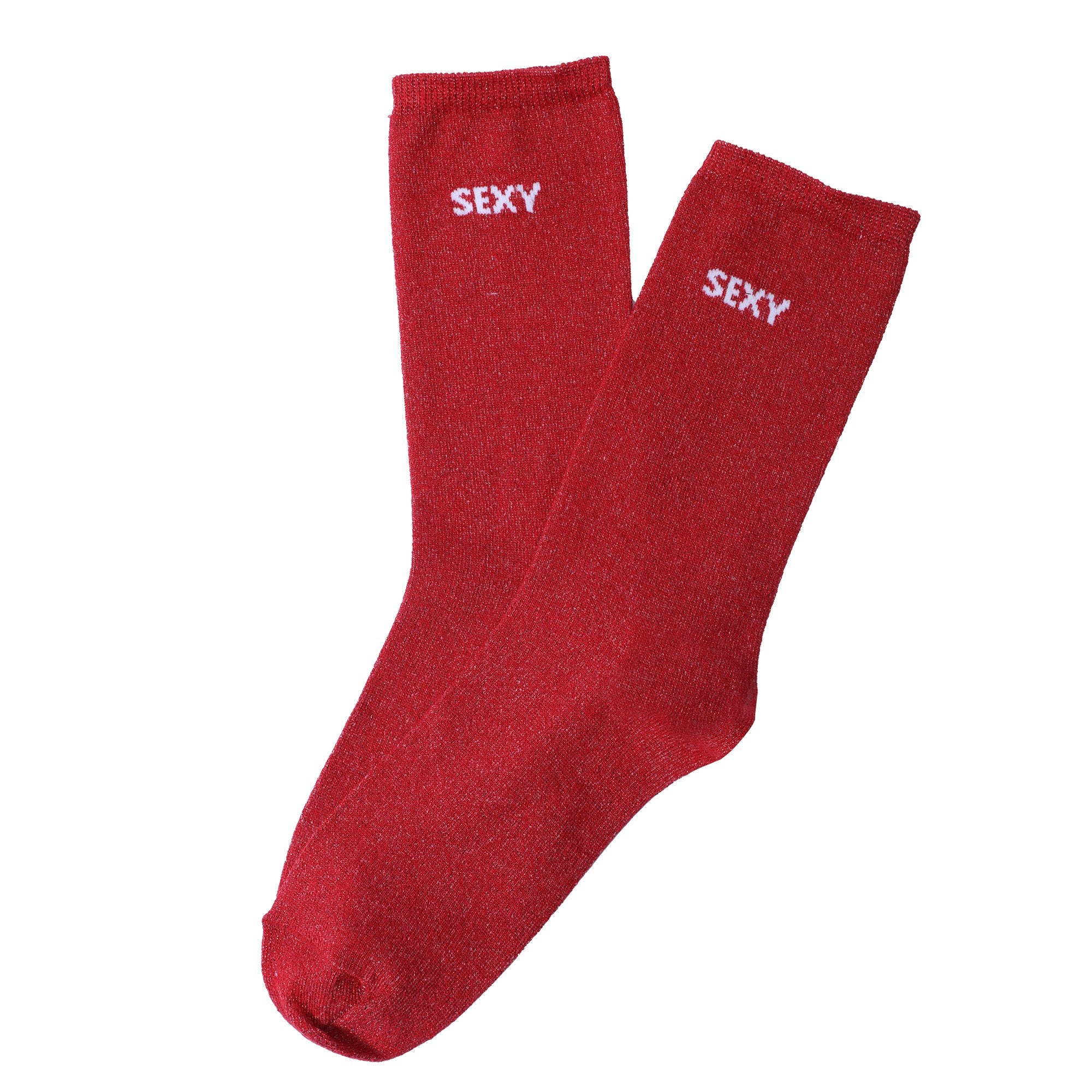 Paire de chaussette paillette avec message - Rouge