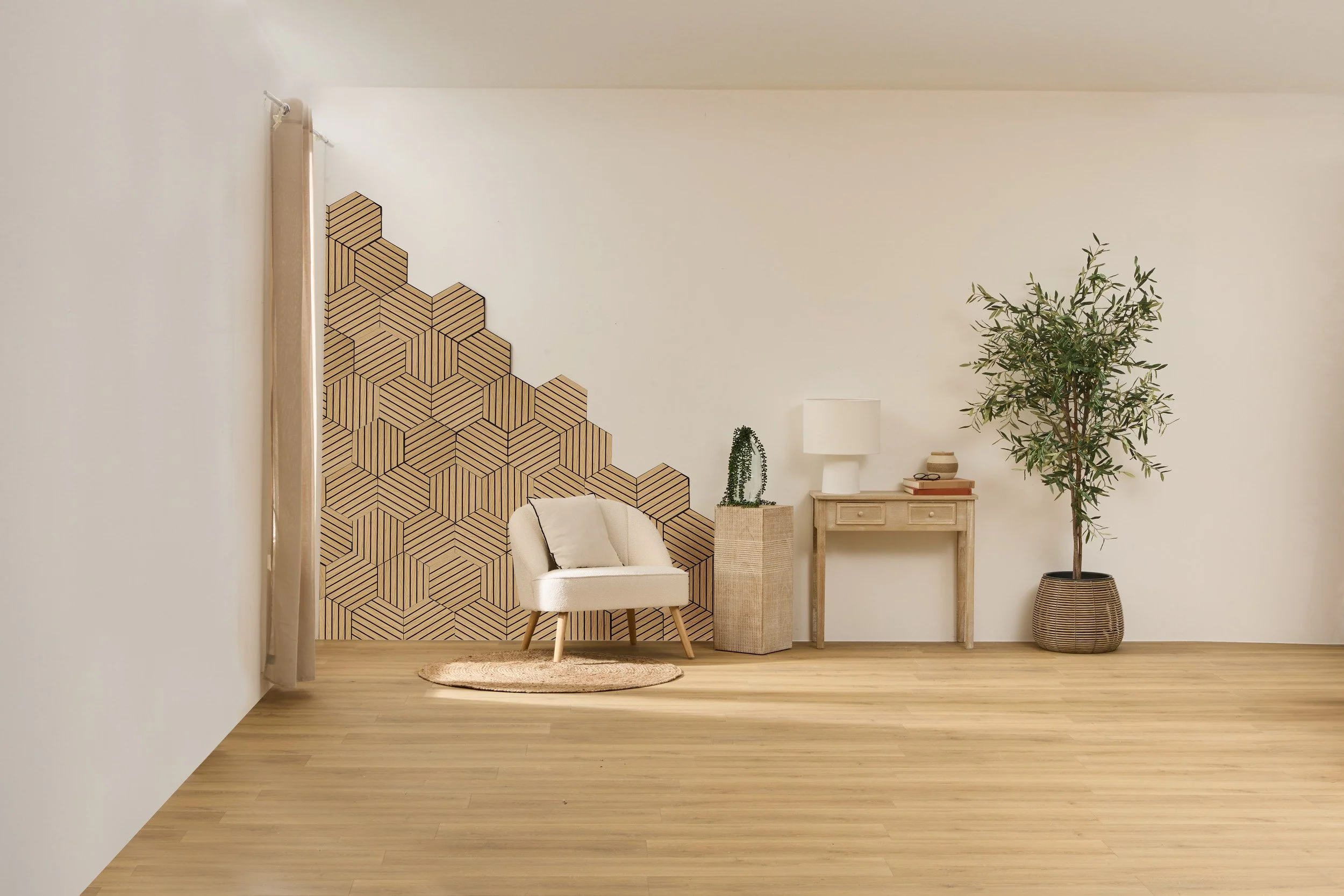 Panneau mural deco hexagonal beige x3 - Image 3