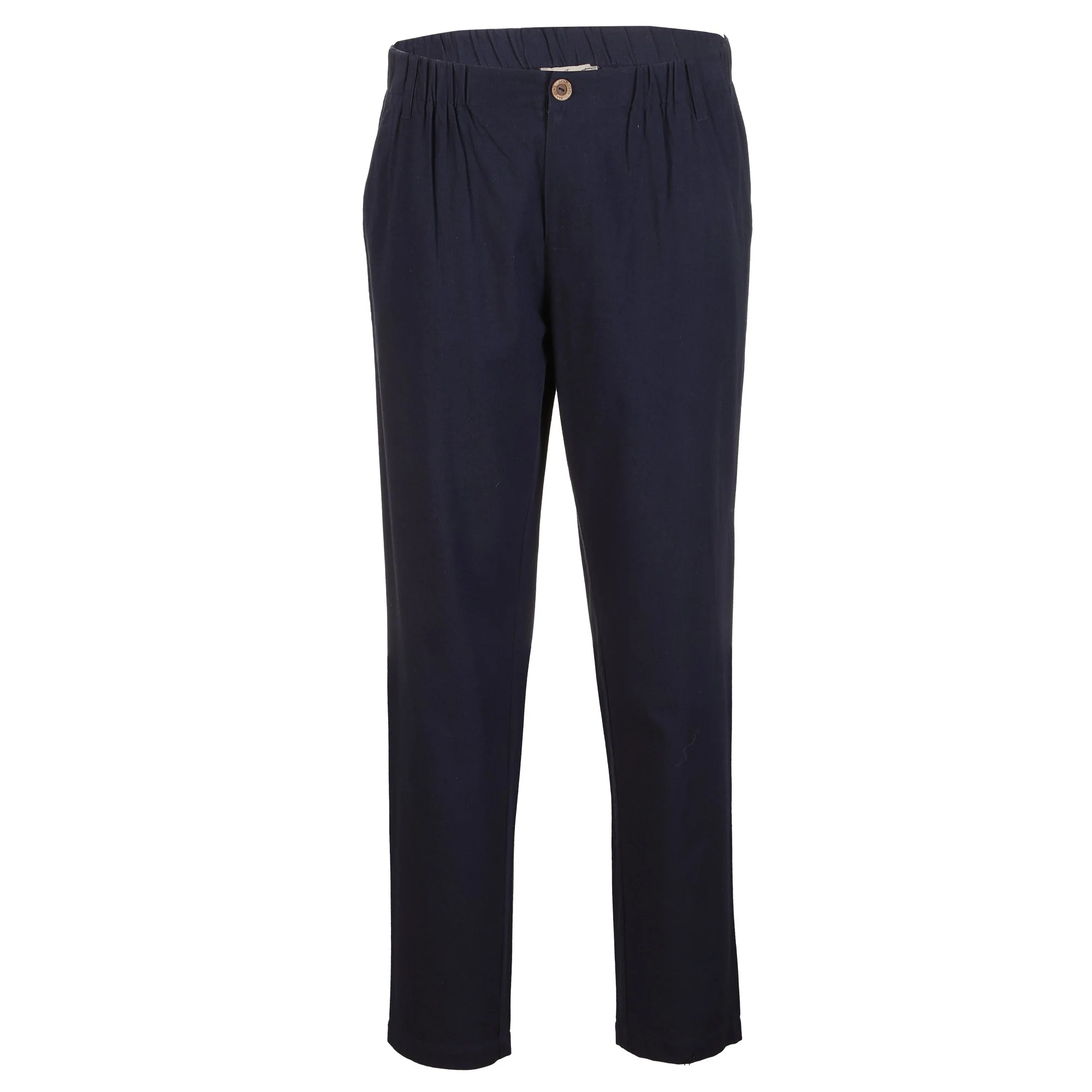 Pantalon à broderie lin et coton - Bleu foncé