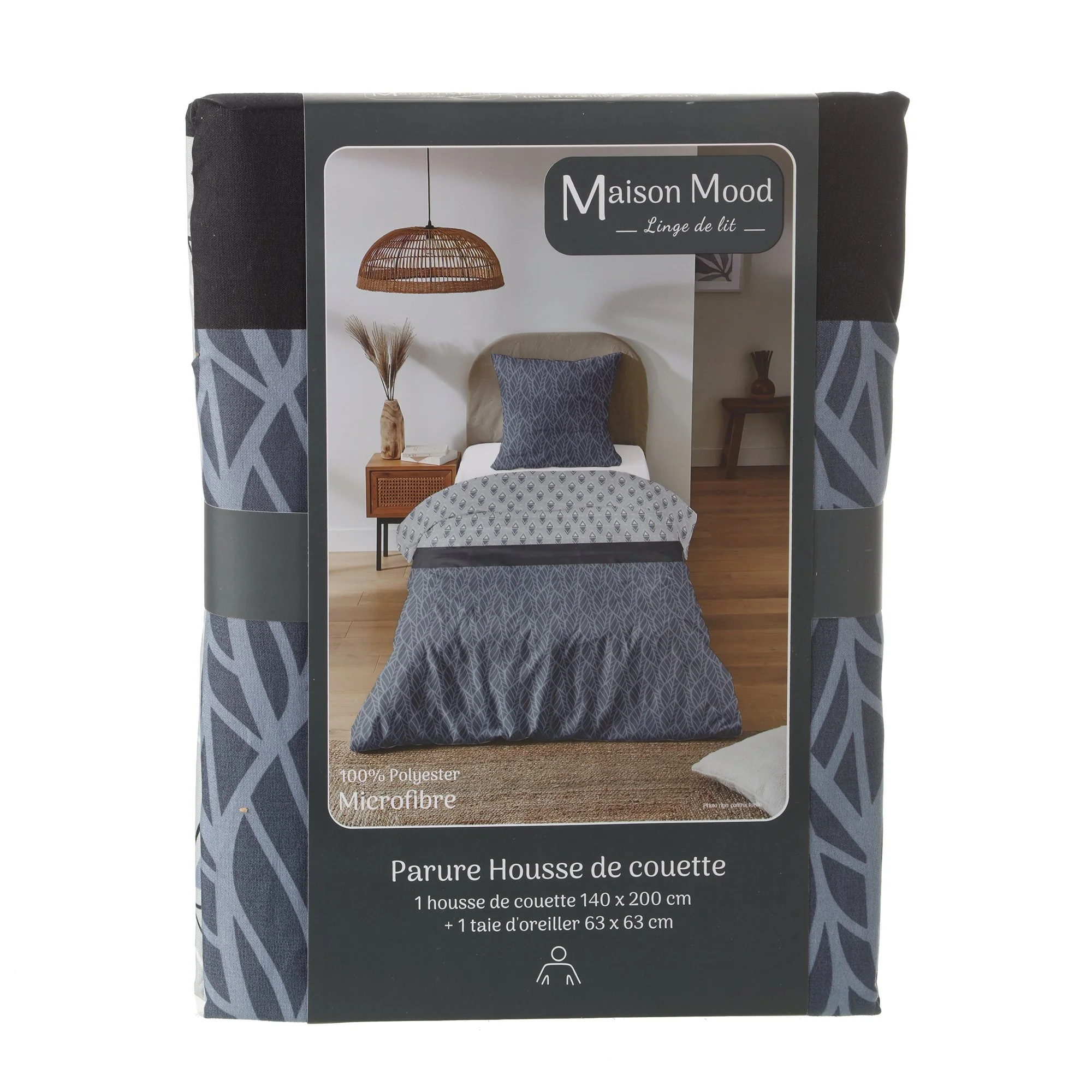 Parure housse de couette 140x200 cm polyester microfibre  - Vert