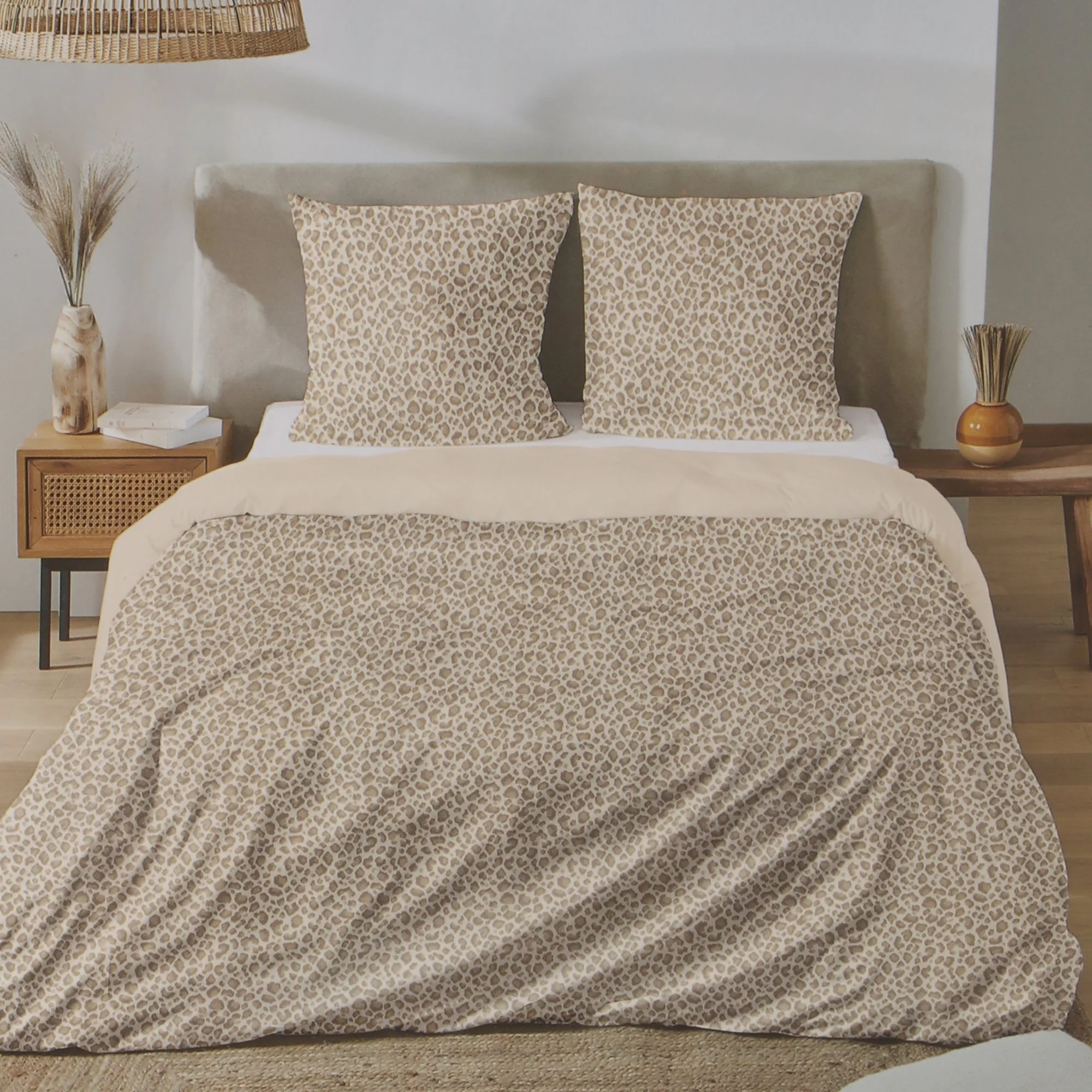 Parure Housse de couette 260x240 cm polyester microfibre  - Beige - Image 3