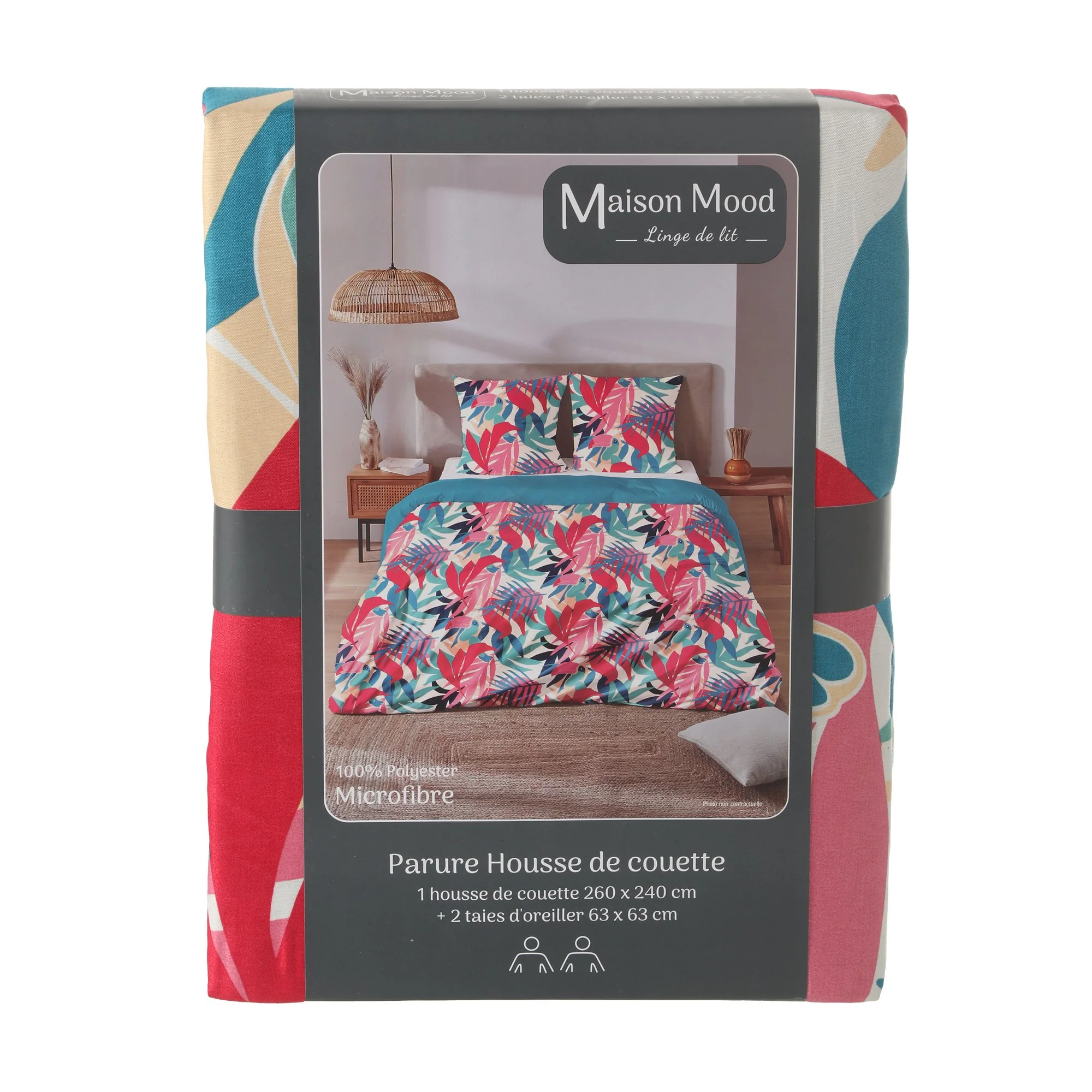 Parure Housse de couette 260x240 cm polyester microfibre  - Rose