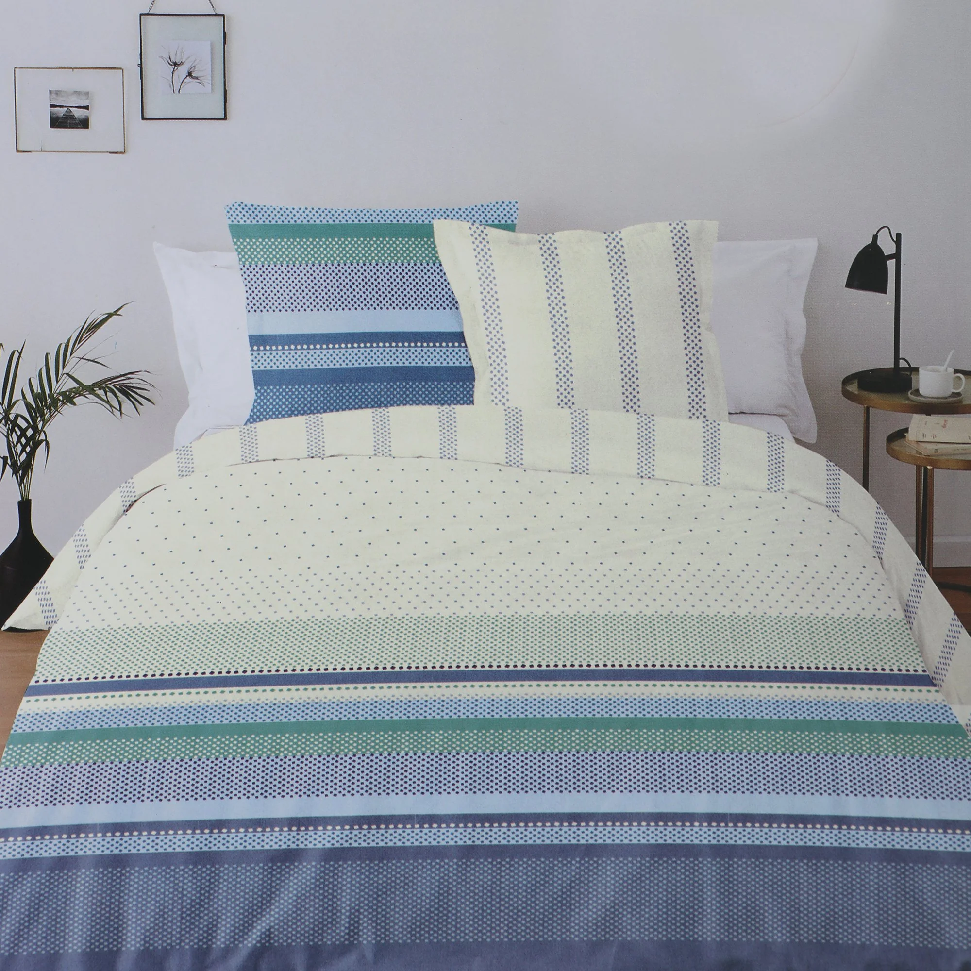 Parure housse de couette 260x240cm  - Bleu - Image 4