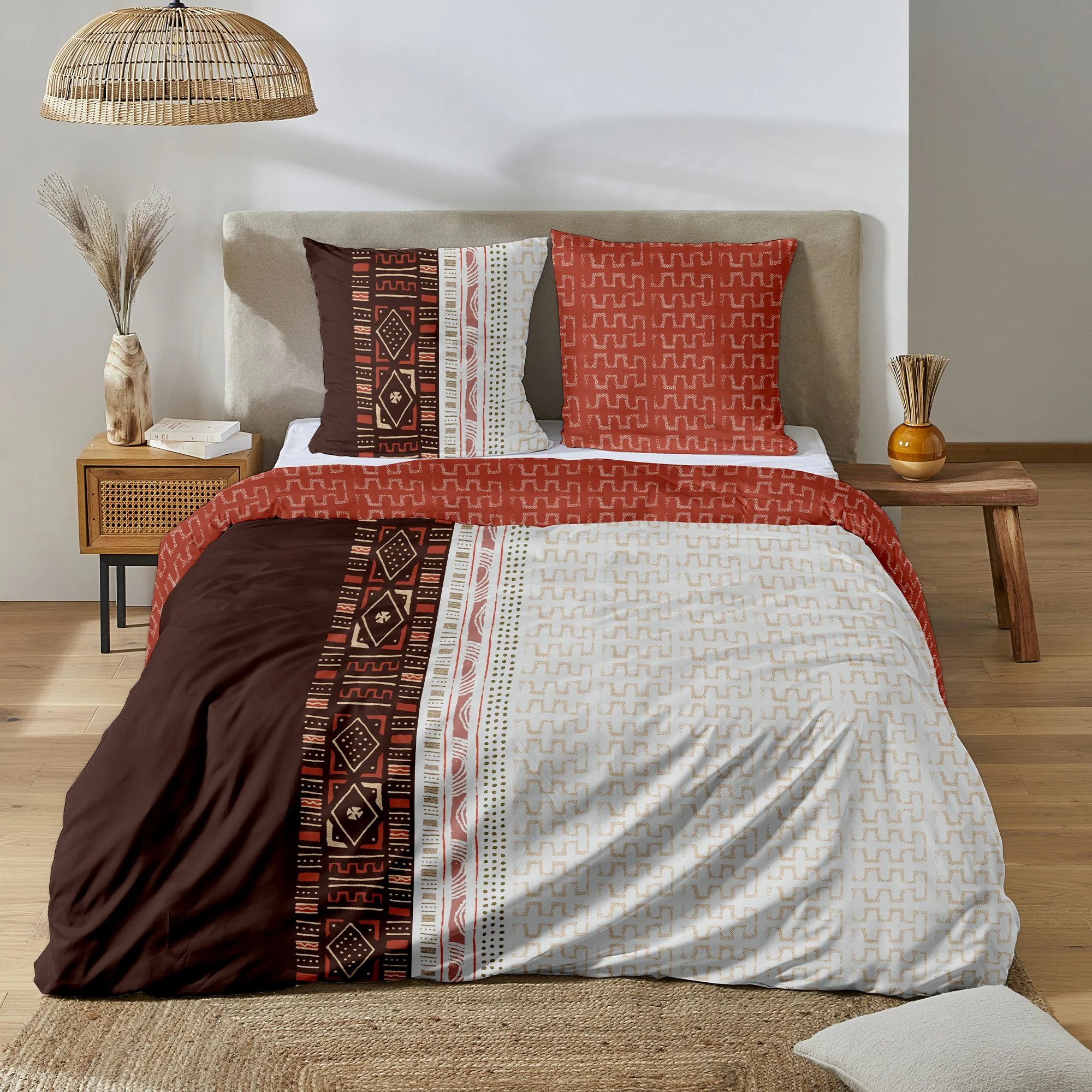 Parure housse de couette 260X240cm - Marron