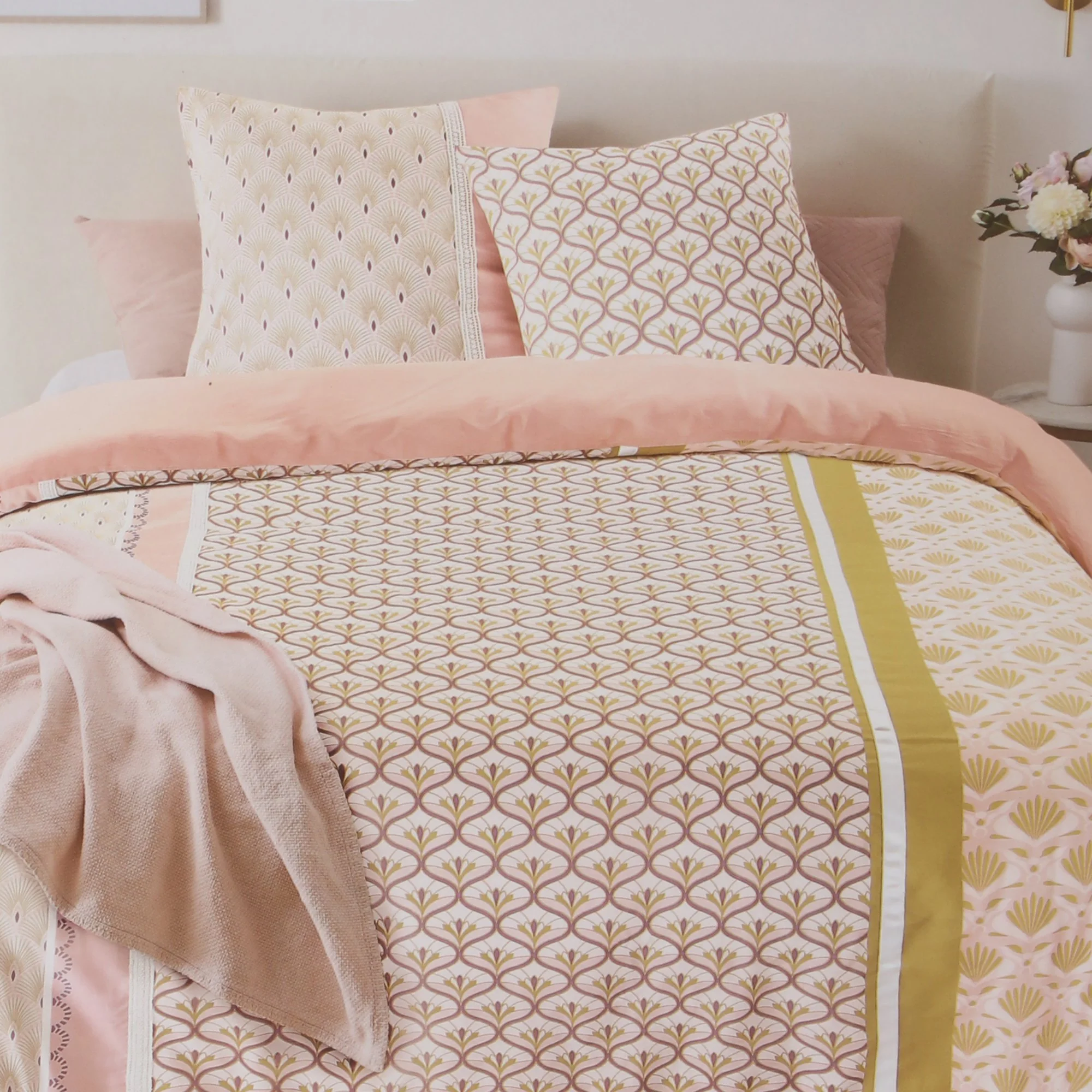 Parure housse de couette confection 260x240 cm + 2 Taies d'oreillers 63x63cm  - Rose - Image 4