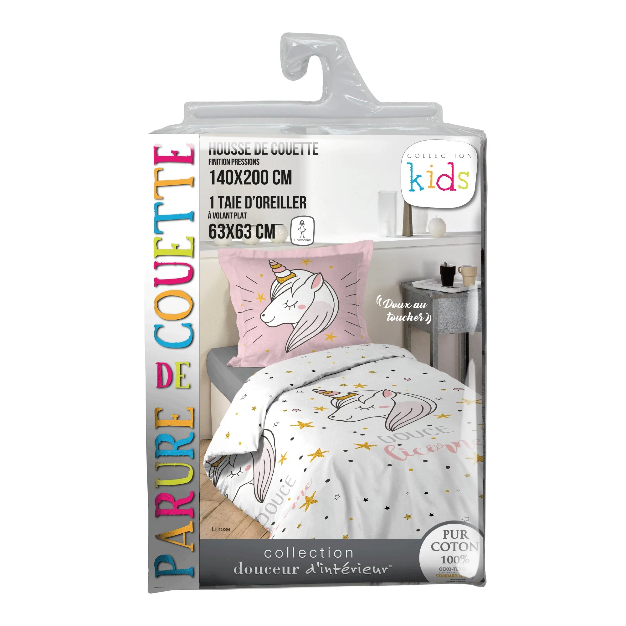 Parure housse de couette Licorne 140x200cm - Image 2