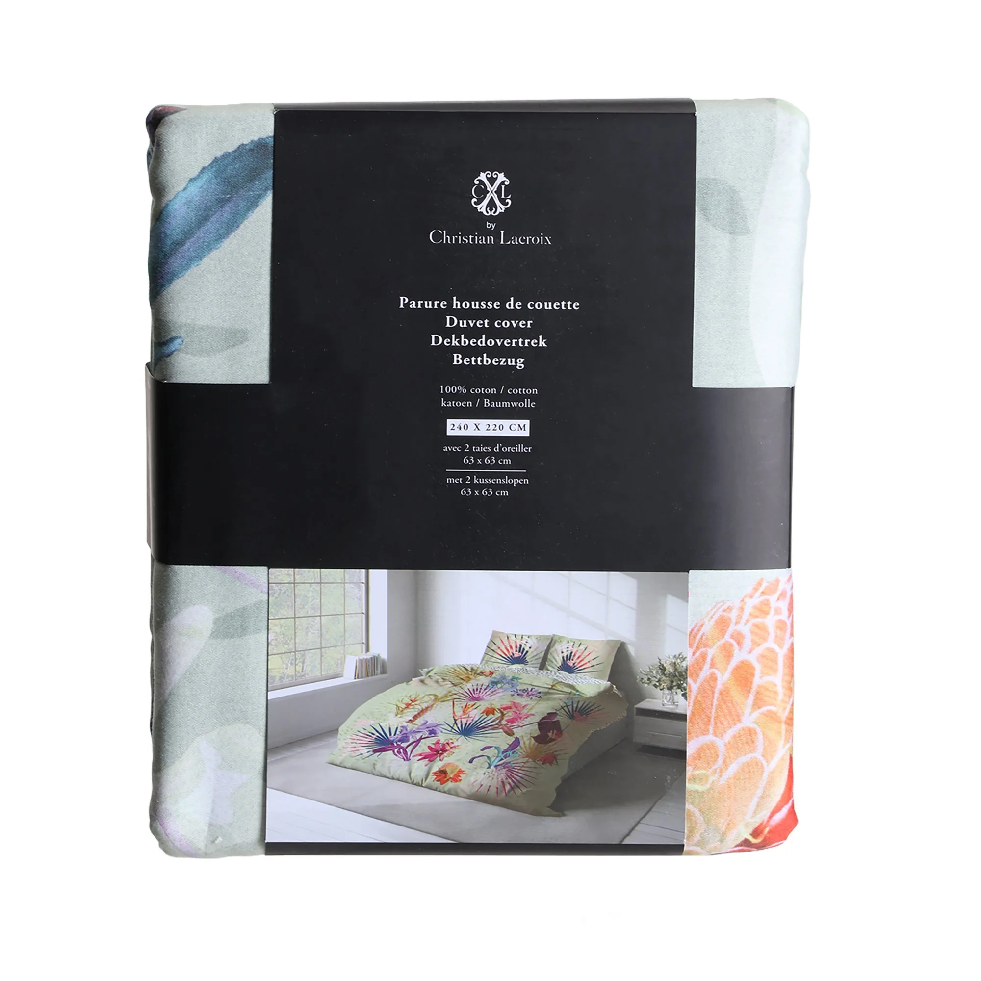 Parure housse de couette paradiso vert 220x240cm