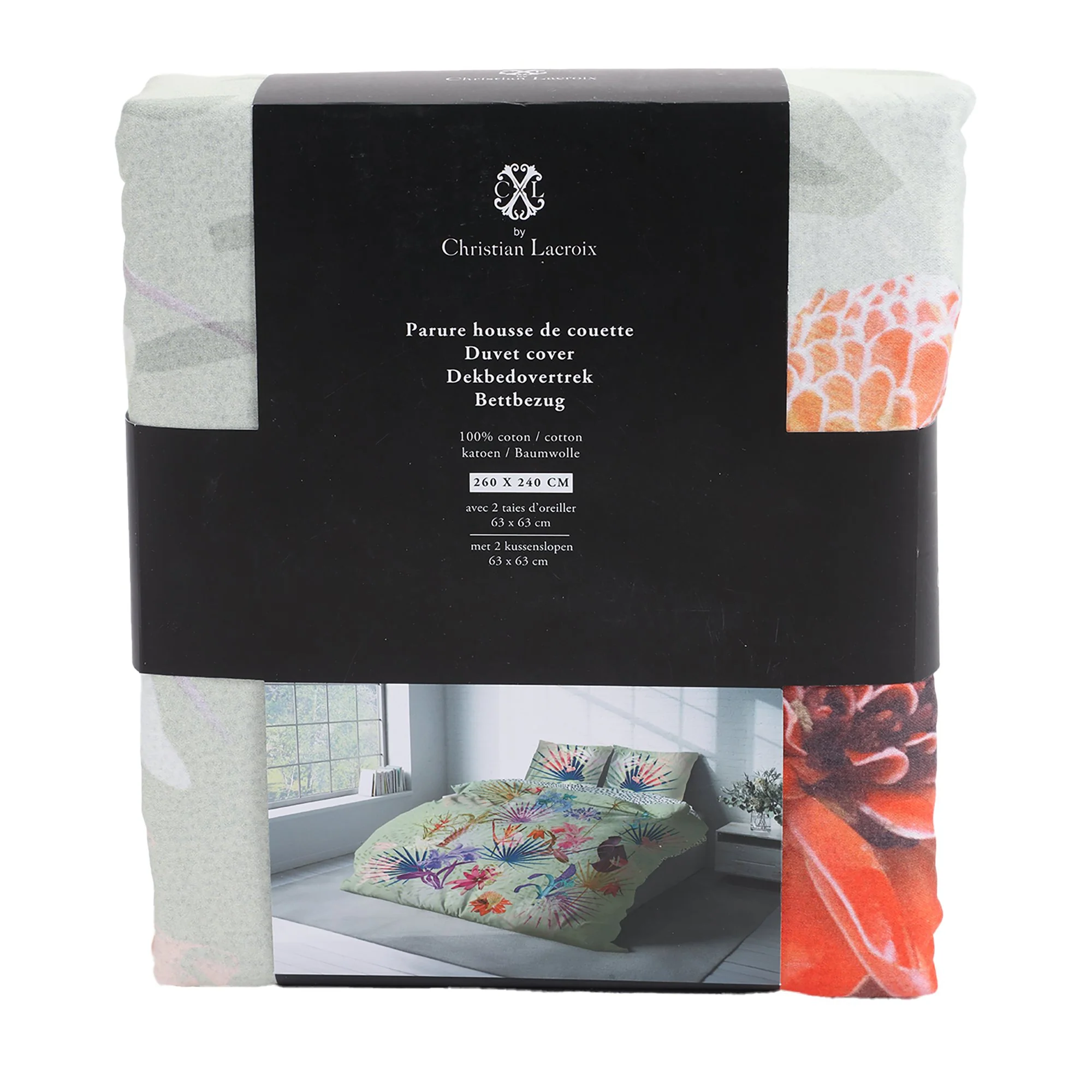 Parure housse de couette paradiso vert 260x240cm