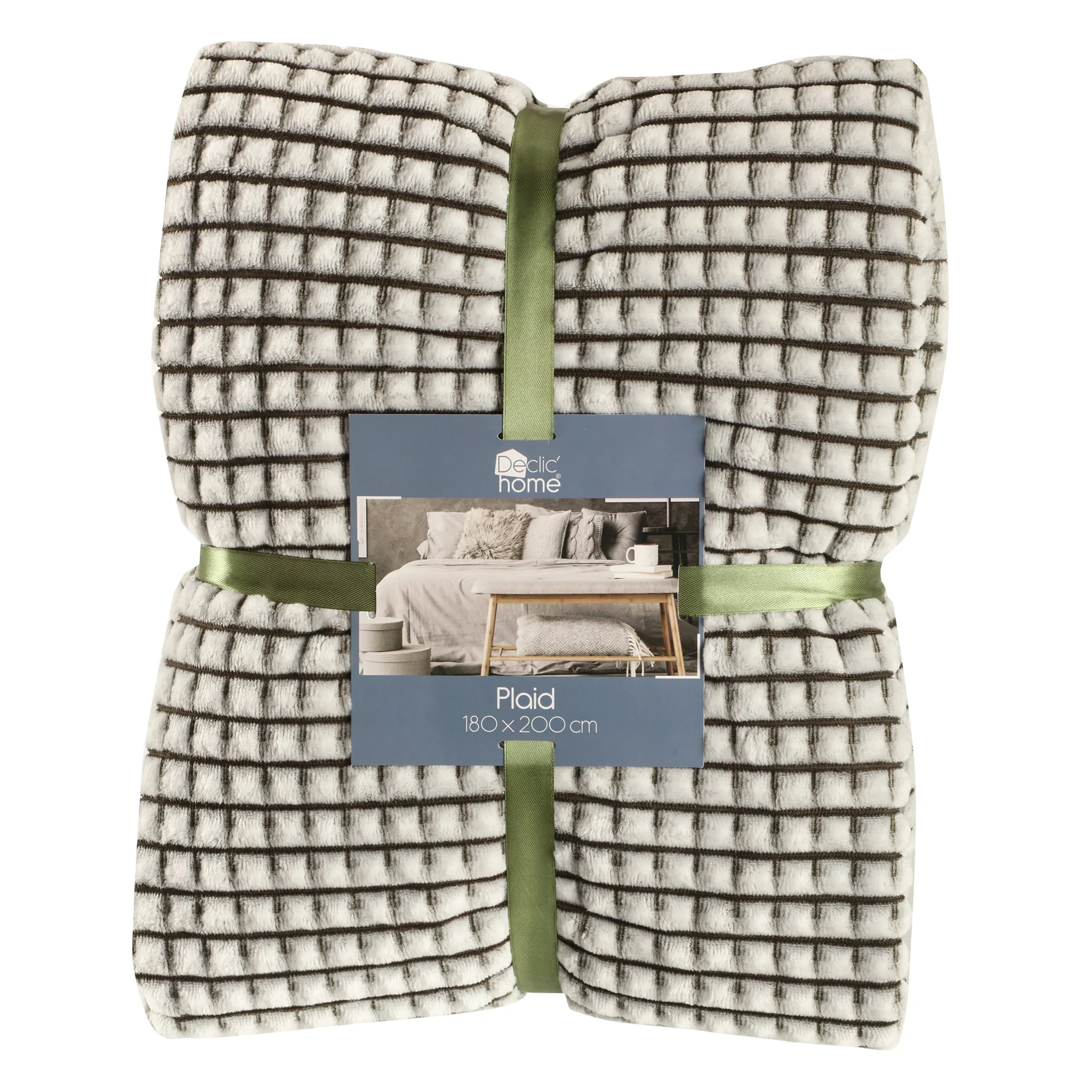 Plaid en flanelle quadrillé 180x200cm - Vert