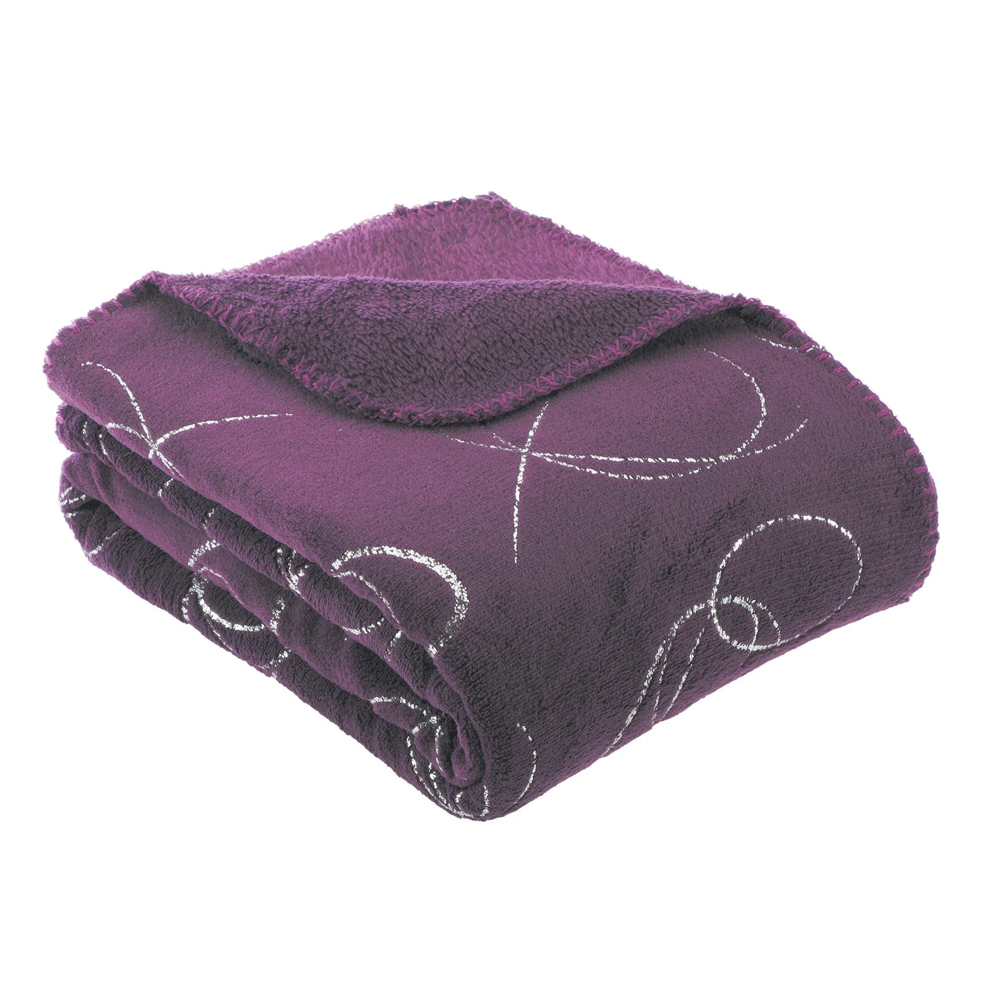 Plaid ronds argentés 125x150cm - Violet - Image 3