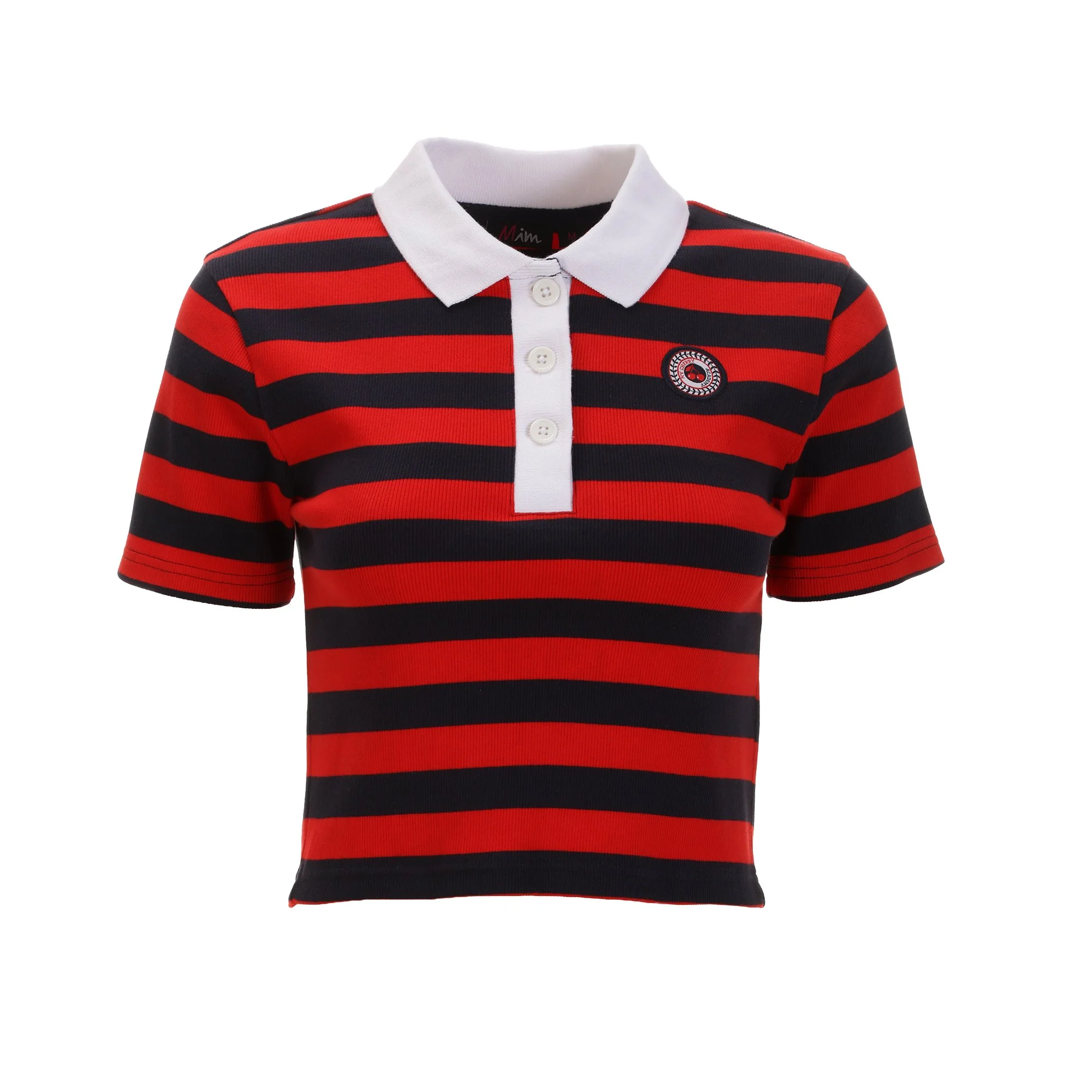 Polo crop manche courte - Rouge