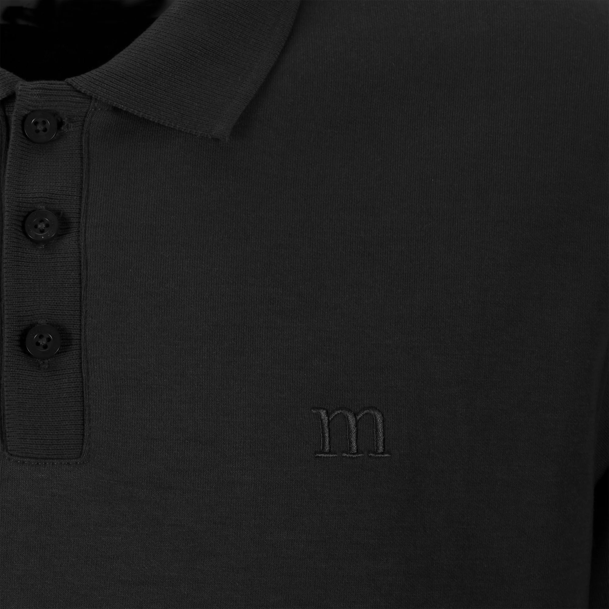 Polo manches longues - Noir - Image 3