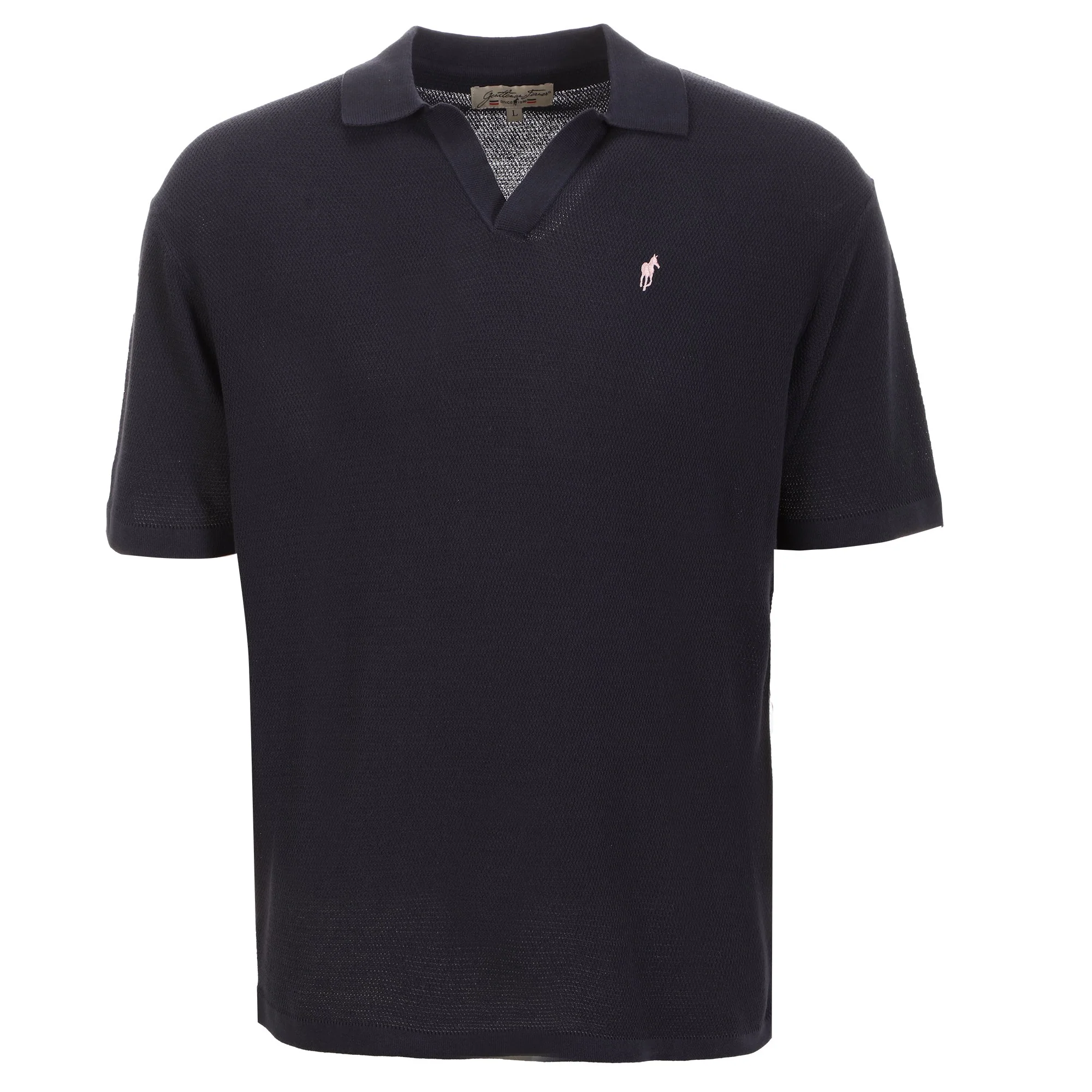 Polo texturé manche courte - Bleu foncé