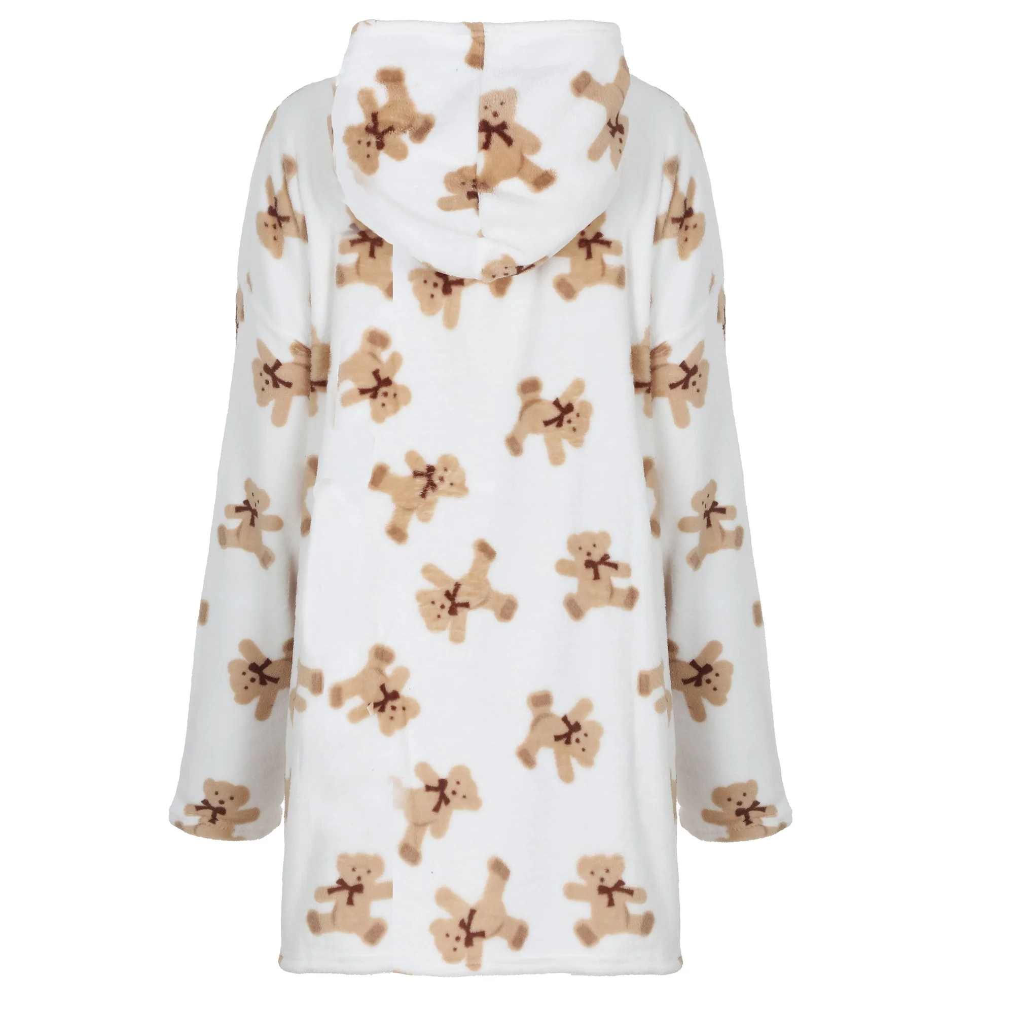 Poncho Ă capuche coral fleece - Beige - Image 2