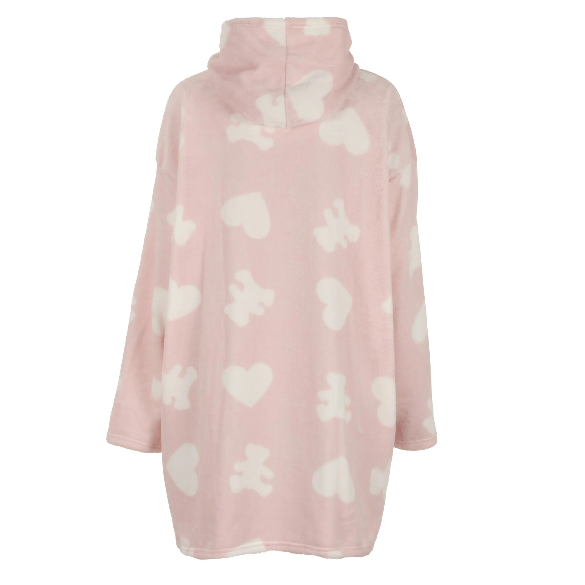 Poncho à capuche coral fleece - Rose - Image 2