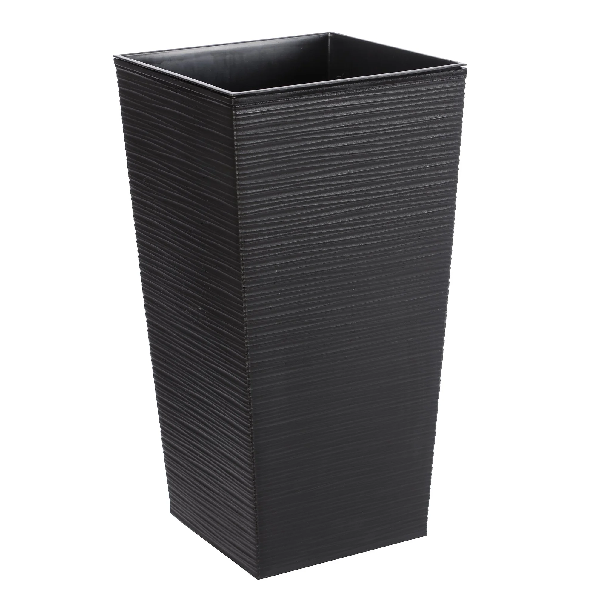 POT CARRE EFFET BOIS 25X25XH46.5 CM