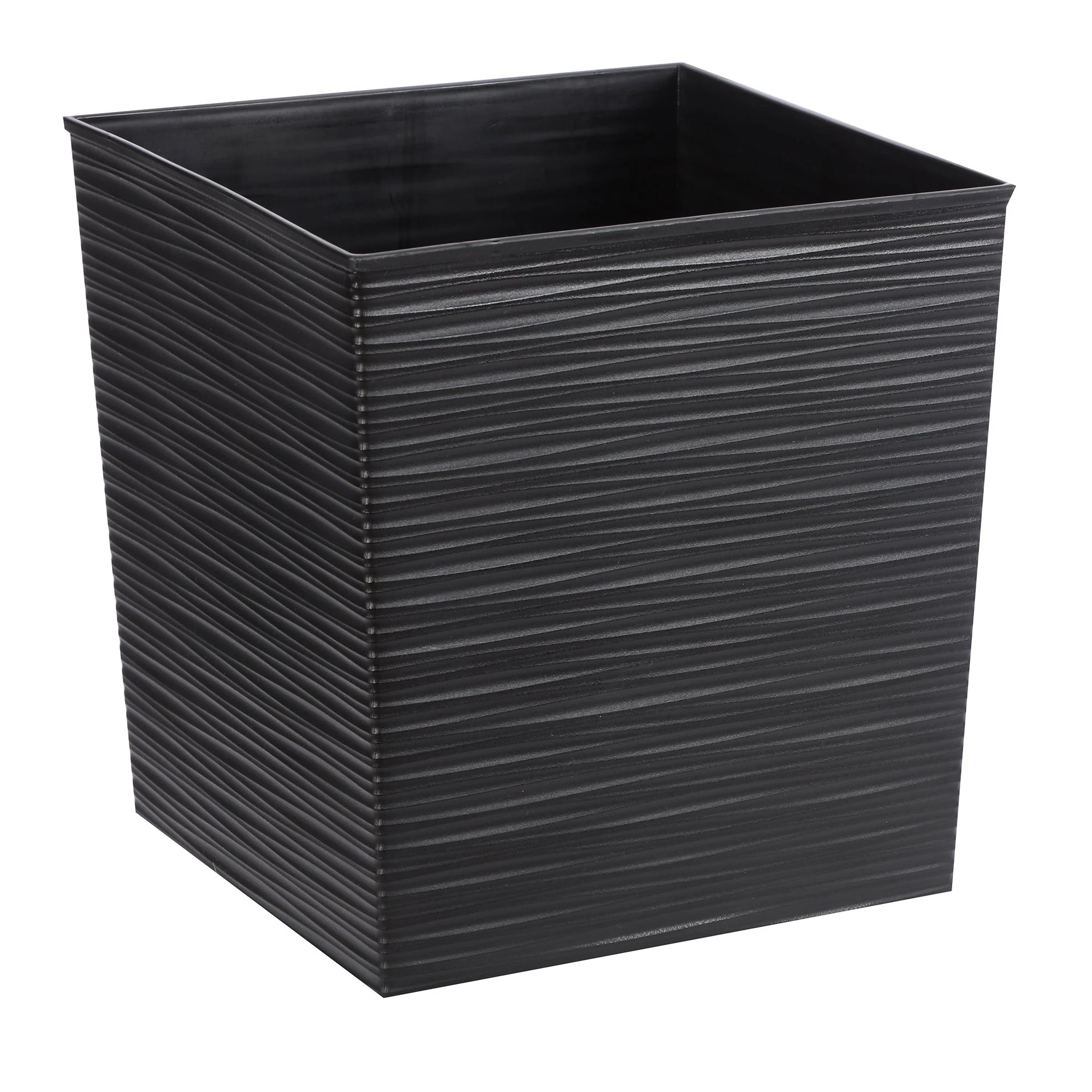 POT PLAST ASPECT BOIS ANTHRACITE 25X25XH26CM - Image 2