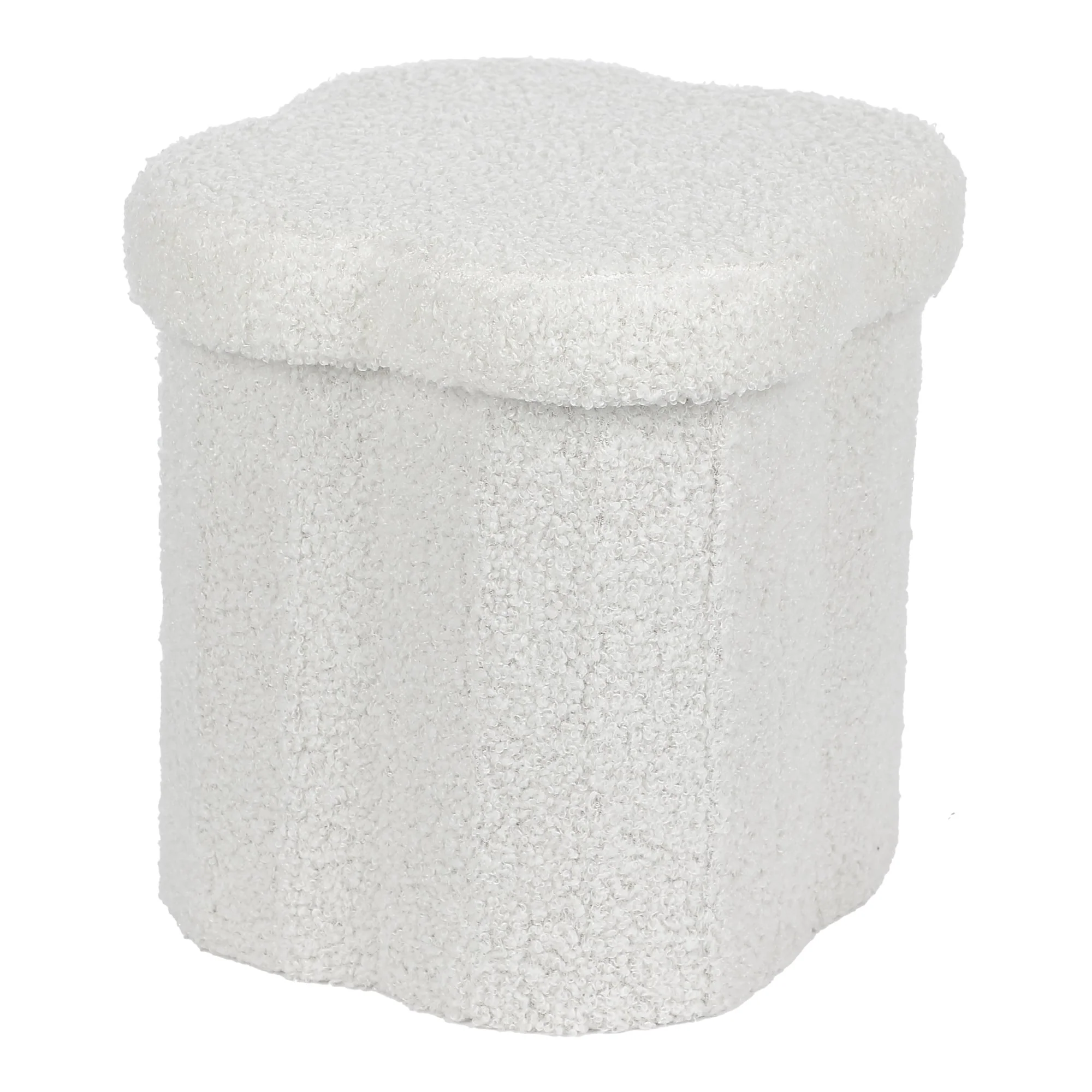 Pouf pliable teddy coeur rose et trèfle blanc  - Blanc