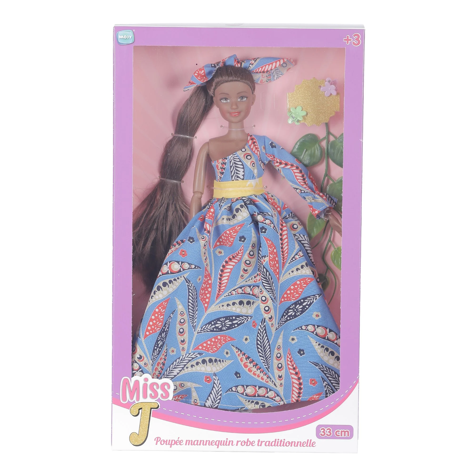 Poupée mannequin robe traditionnelle 33 cm  - Marron
