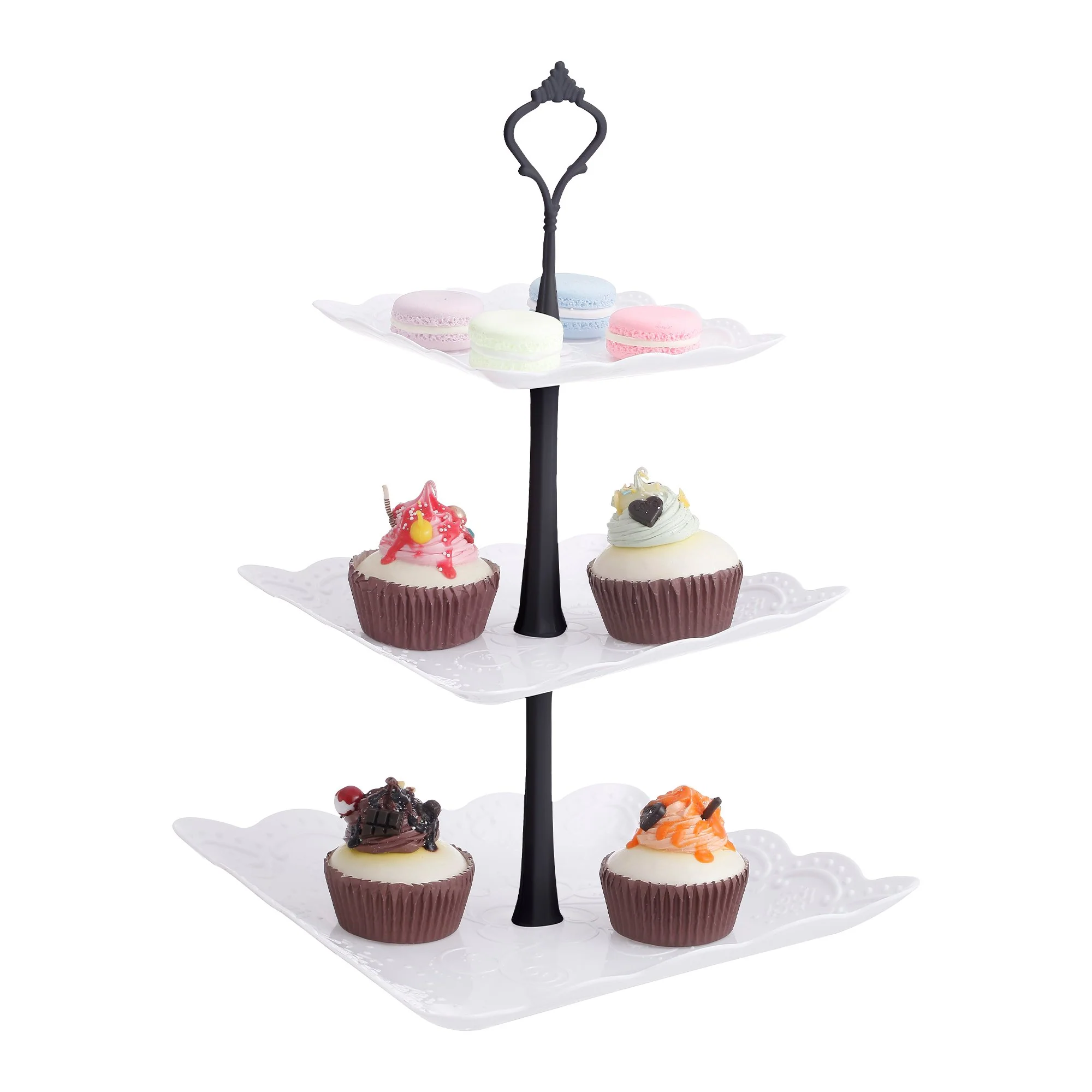 Présentoir à gâteaux 3 étages en plastique - Image 2
