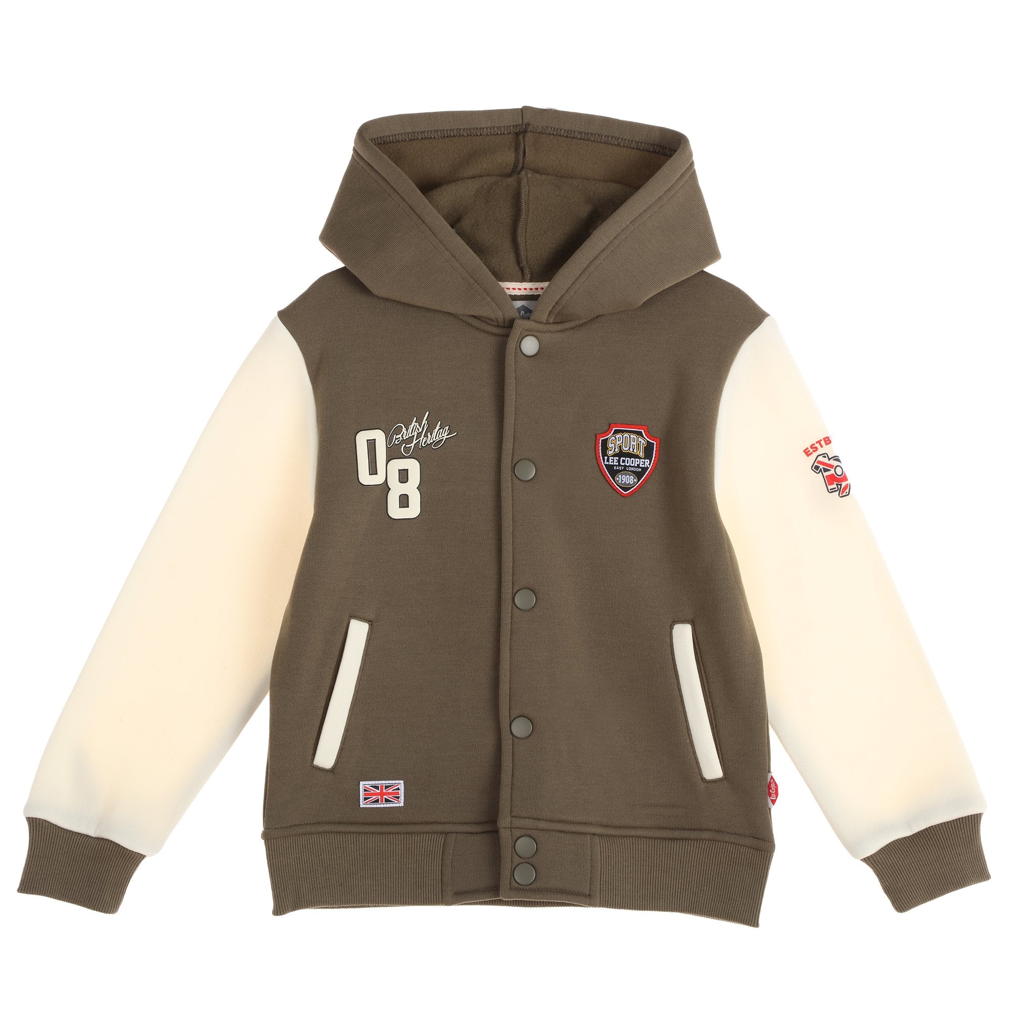 Pull Ă capuche Teddy Bicolore - Kaki
