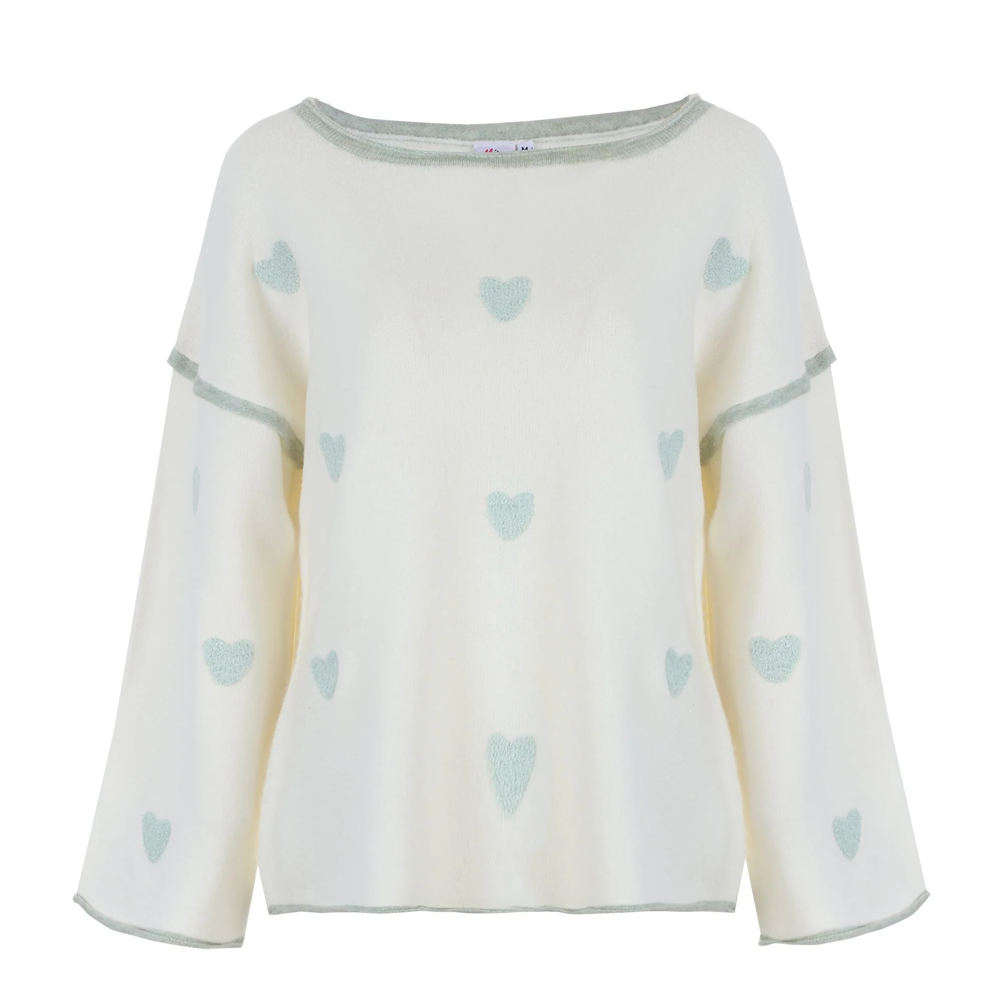 Pull à cœurs - Vert