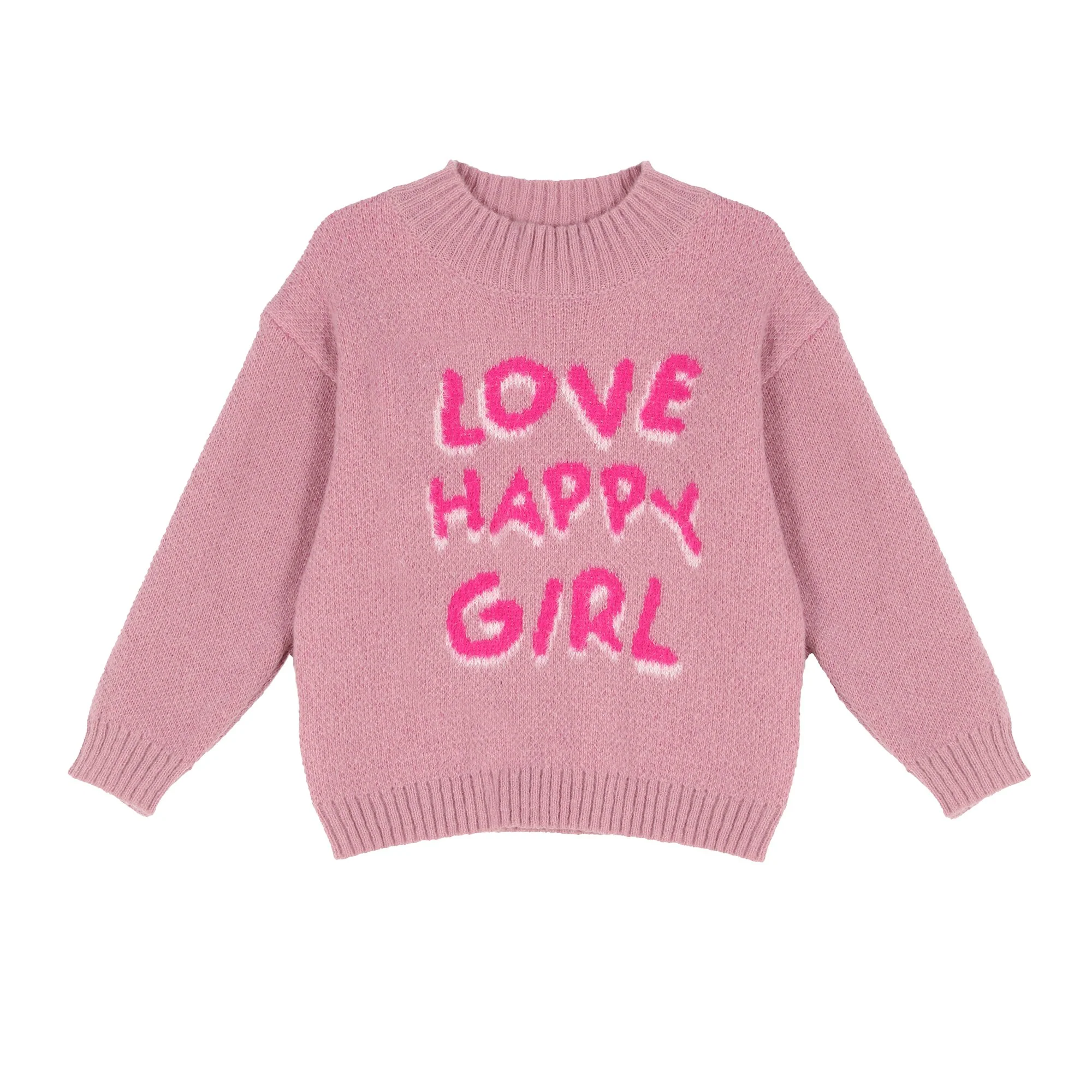 Pull col montant 3/12 ans - Rose