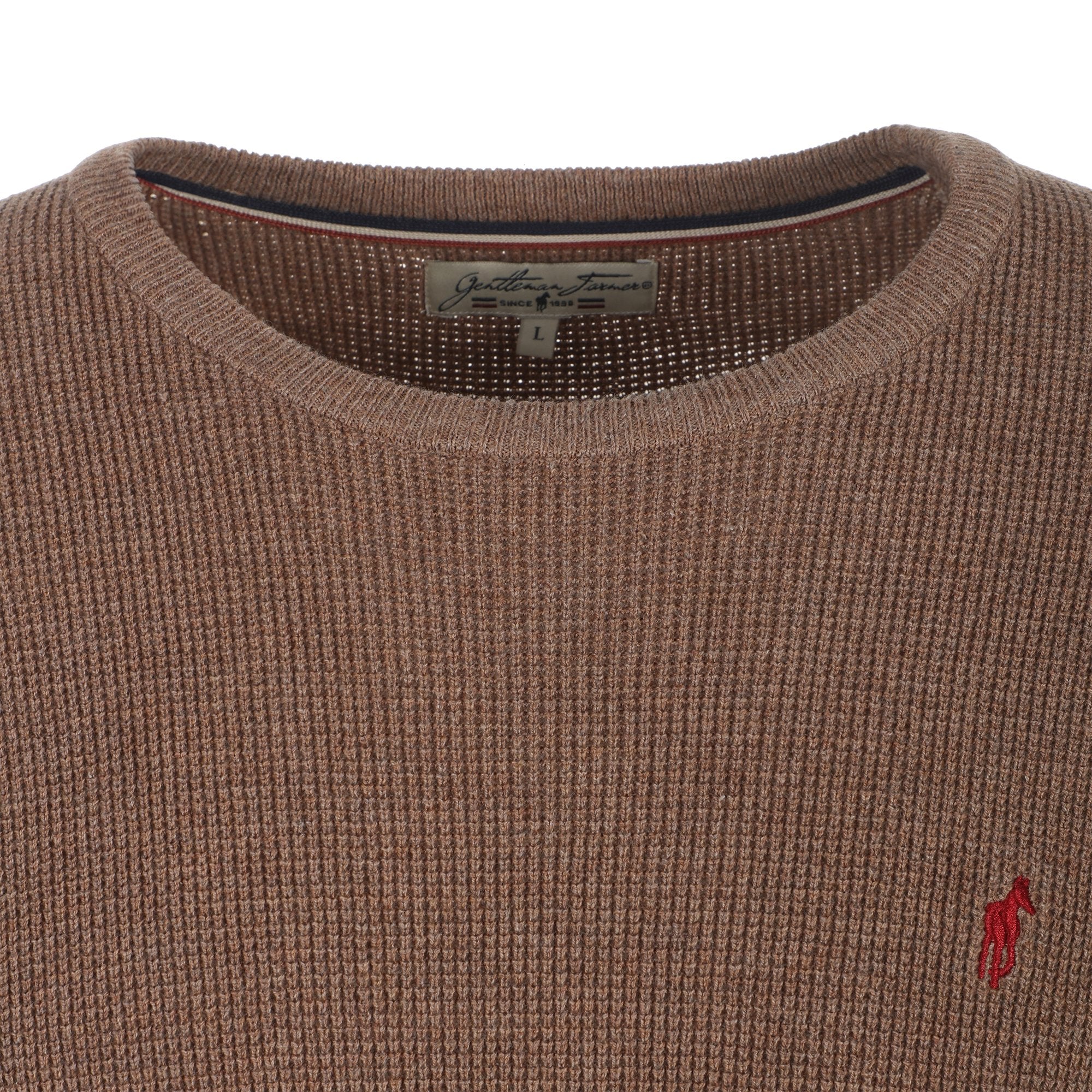 Pull col rond gris ou marron - Marron - Image 3