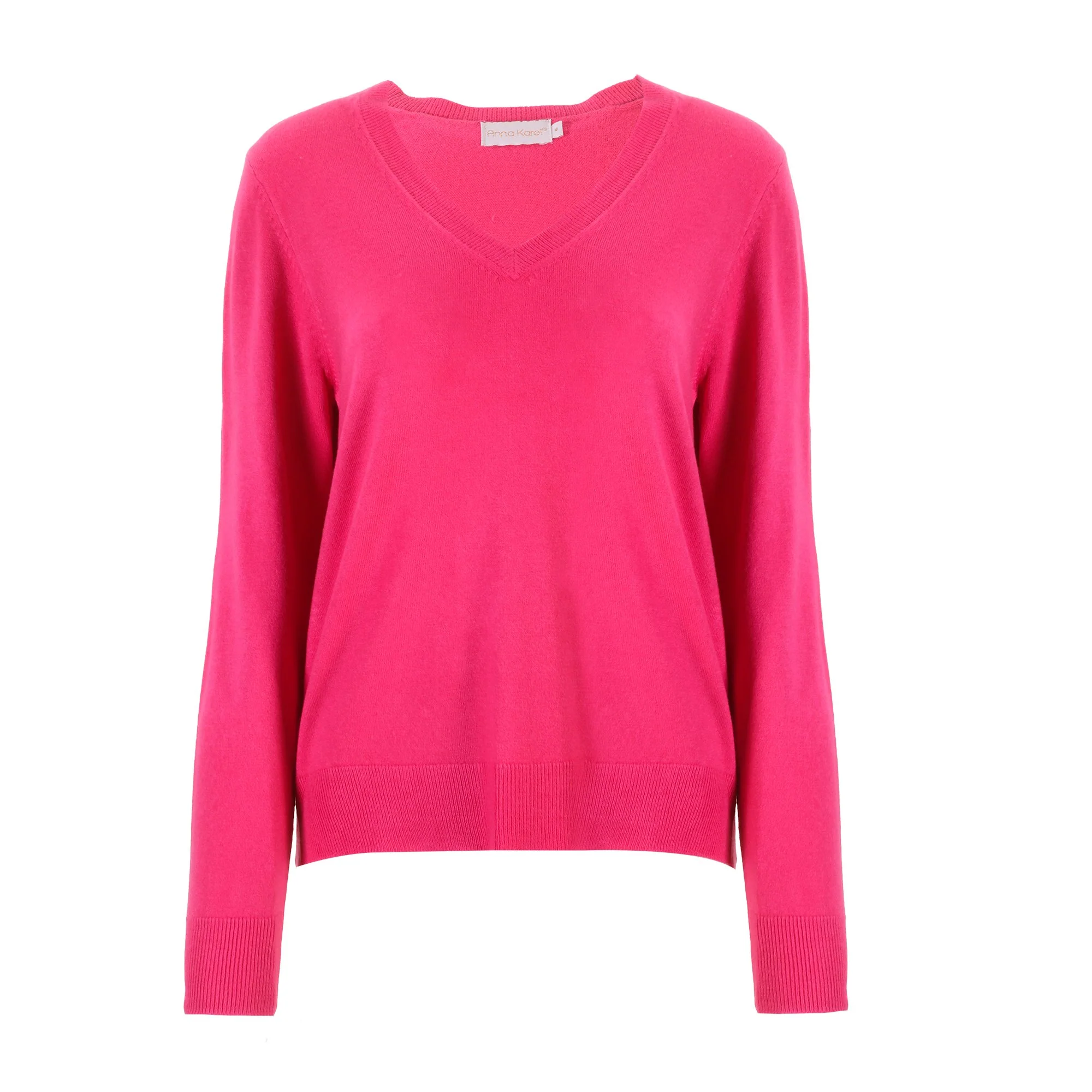 Pull col V touché cachemire - Rose