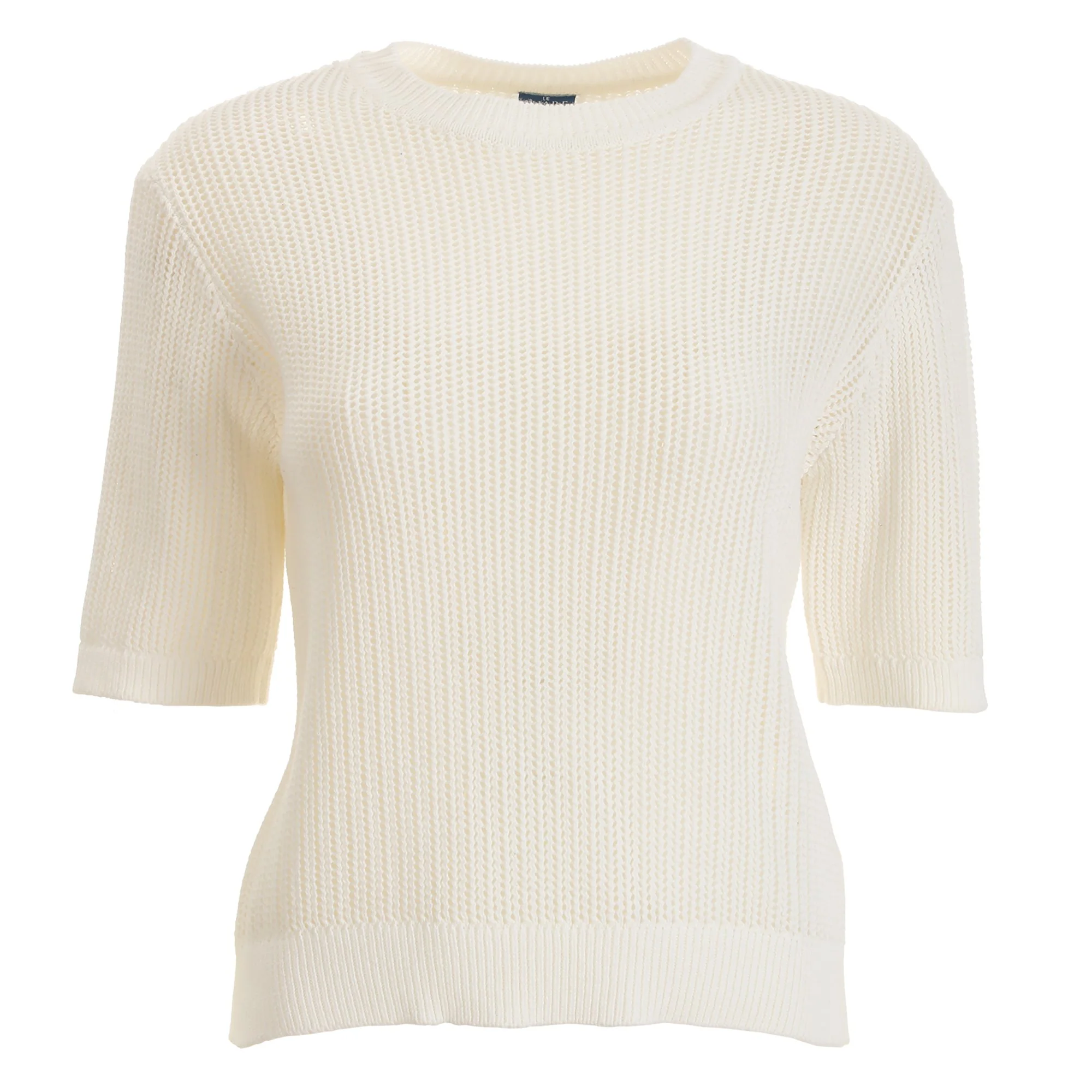 Pull en crochet manche courte  - Blanc