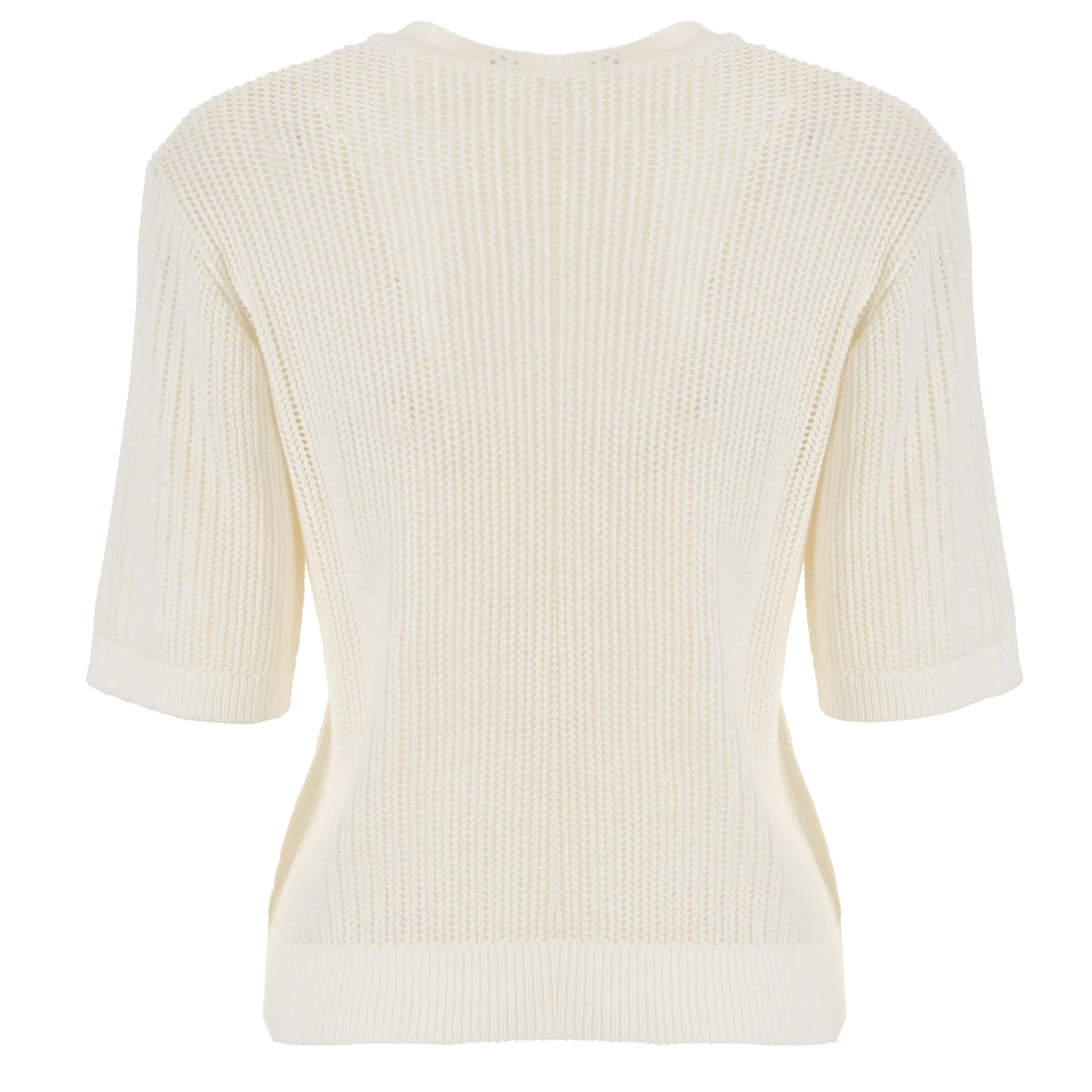 Pull en crochet manche courte  - Blanc - Image 2