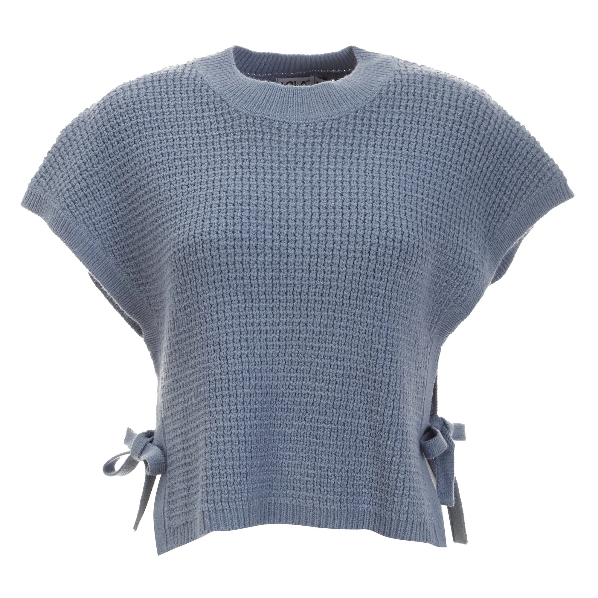 Pull sans manche noué  - Bleu