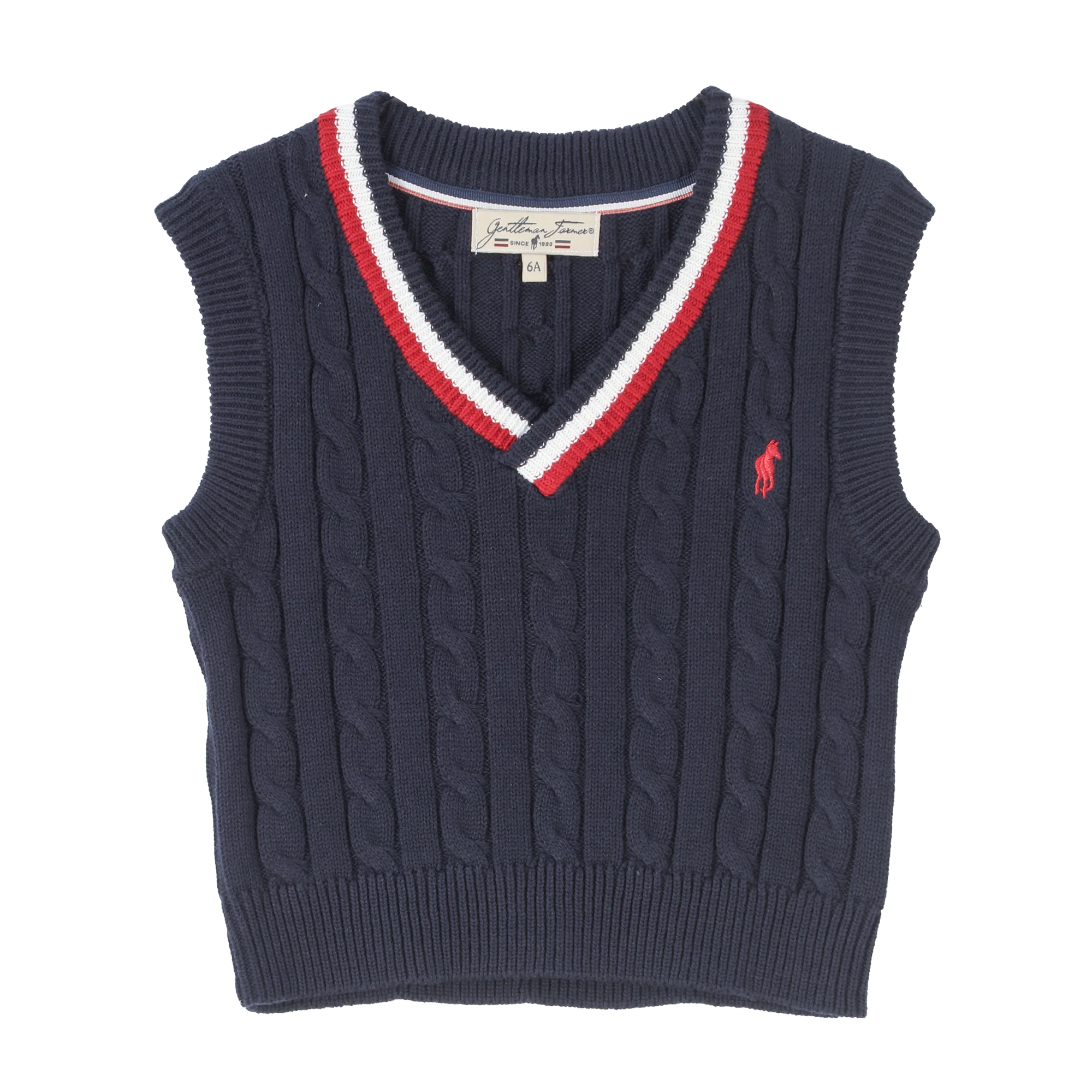 Pull sans manches avec broderie 3/12 ans - Bleu foncé