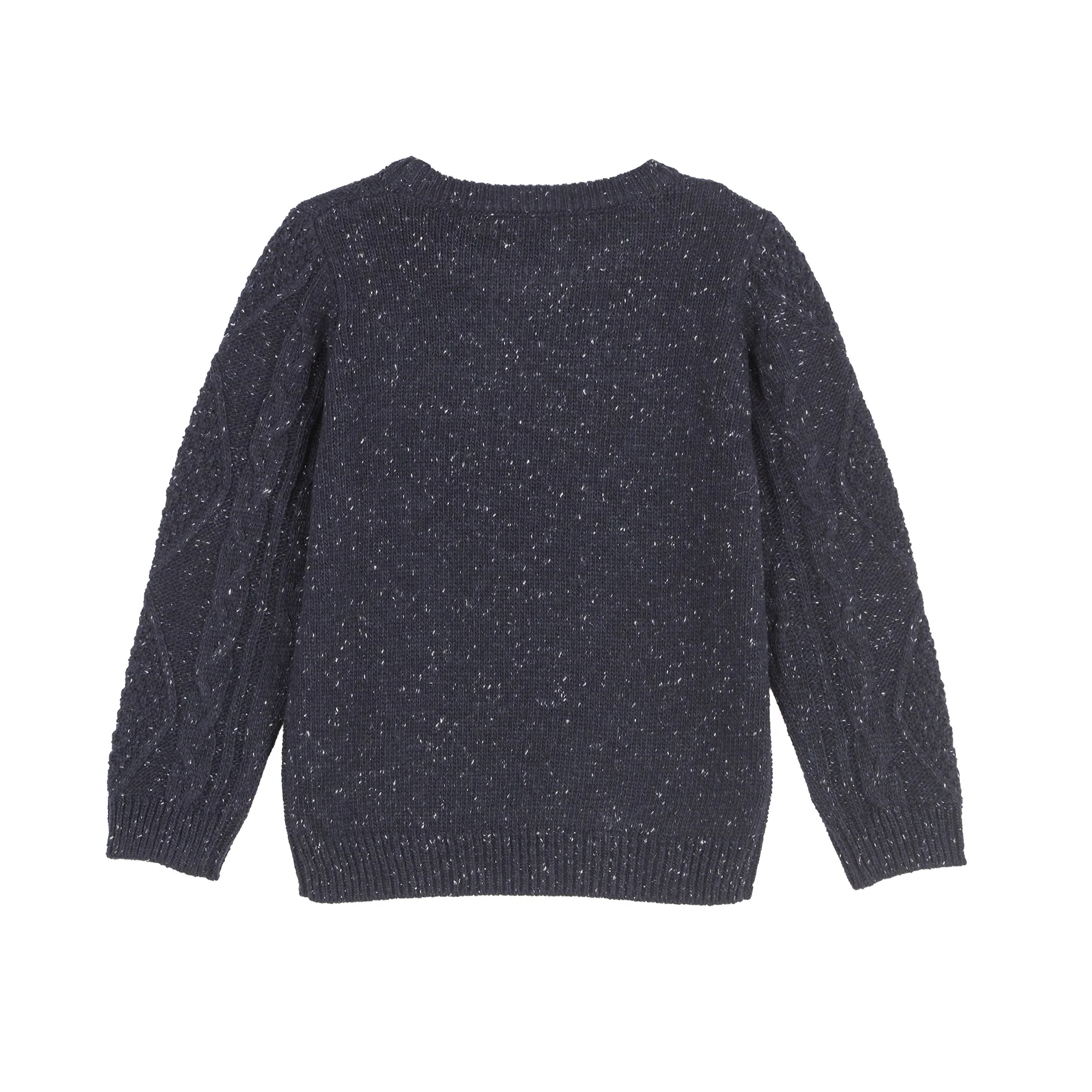 Pull torsadé avec broderie 3/12 ans - Bleu foncé - Image 2