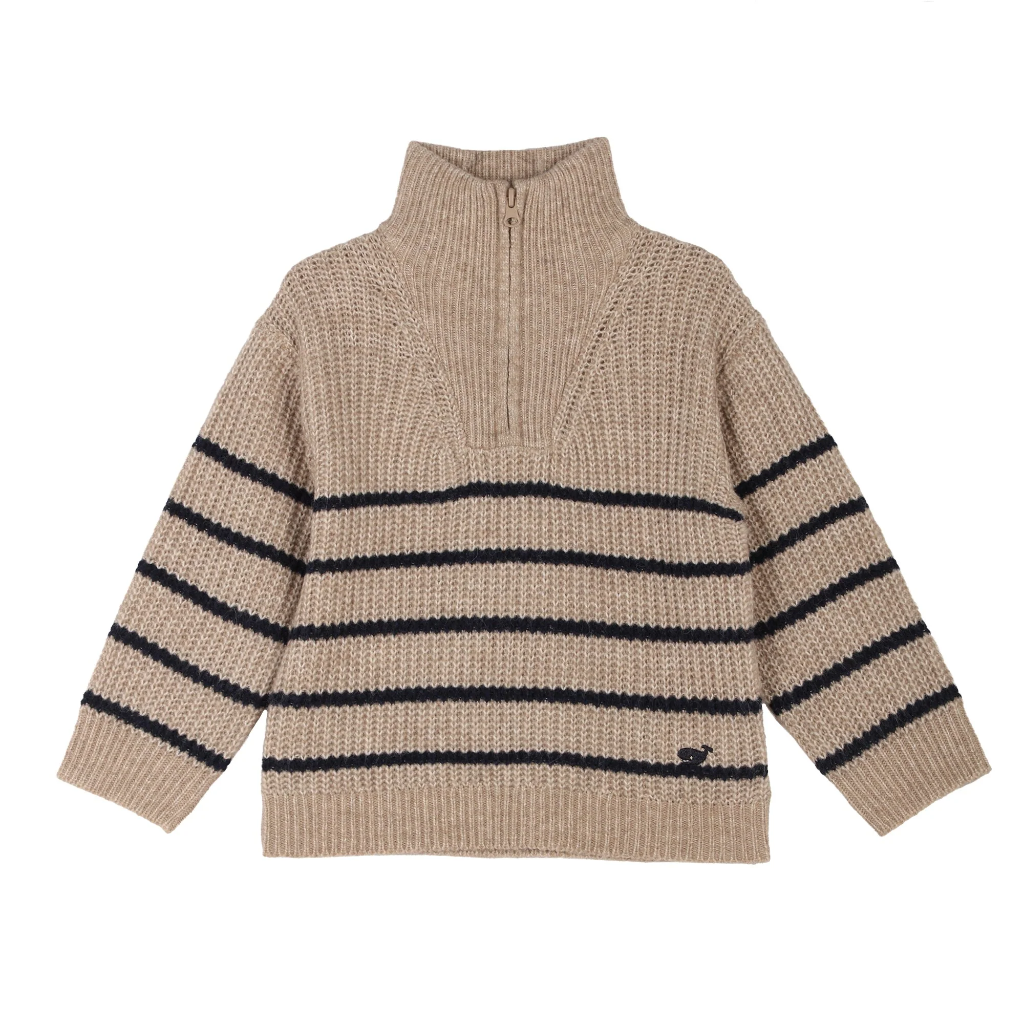 Pull zip col montant 3-12 ans - Marron
