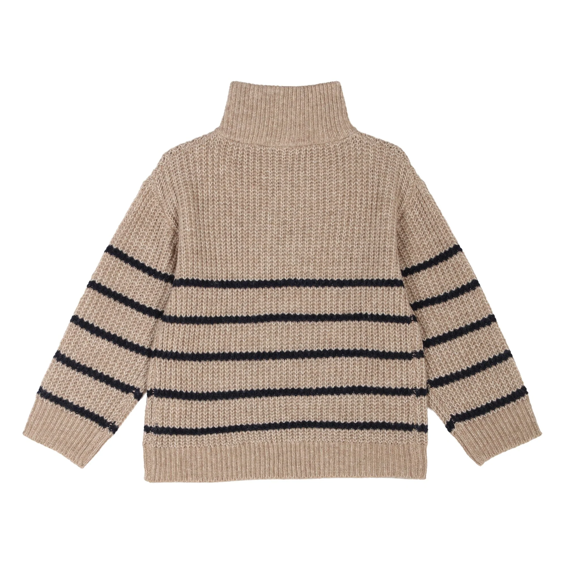 Pull zip col montant 3-12 ans - Marron - Image 2