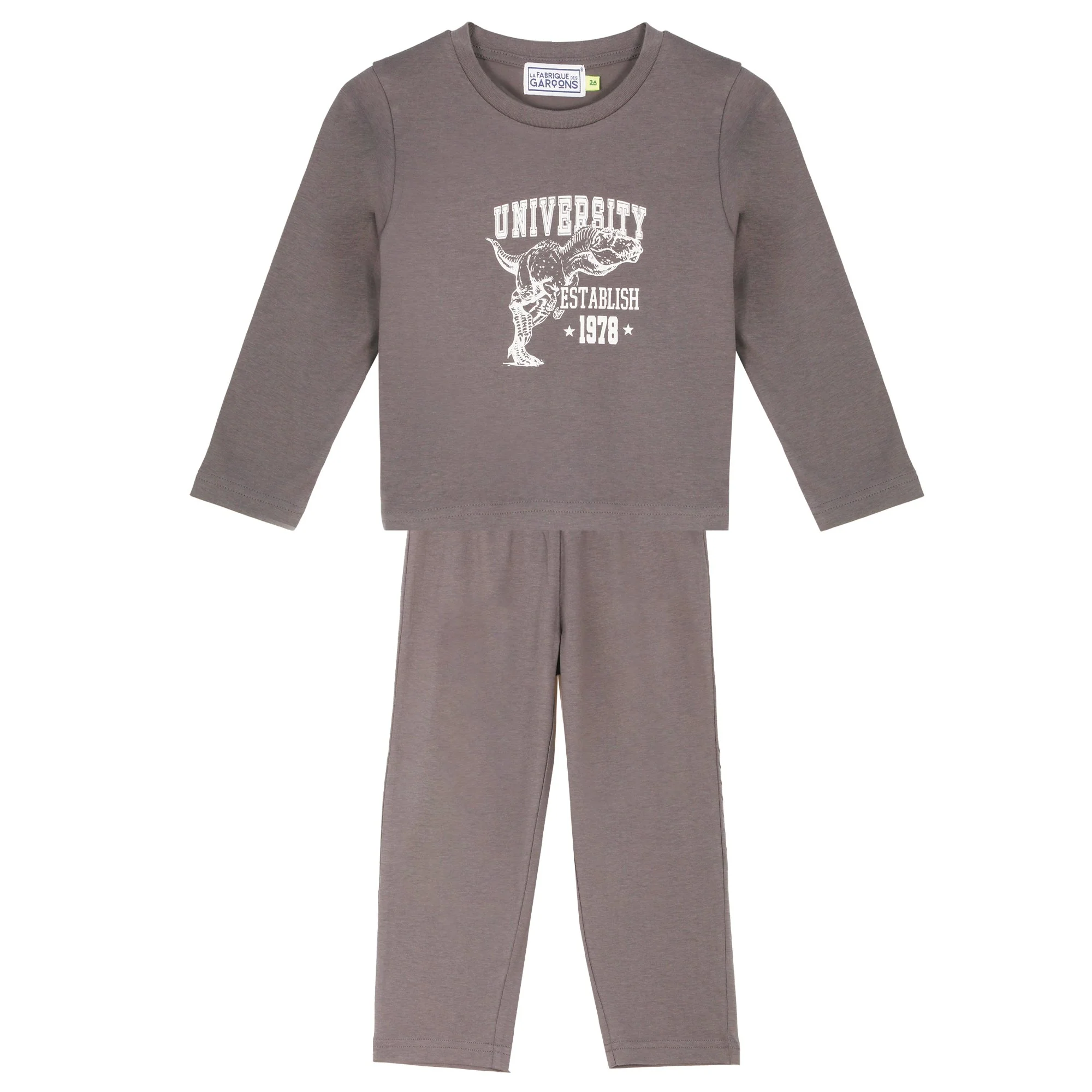Pyjama en jersey 3/12 ans - Gris foncé