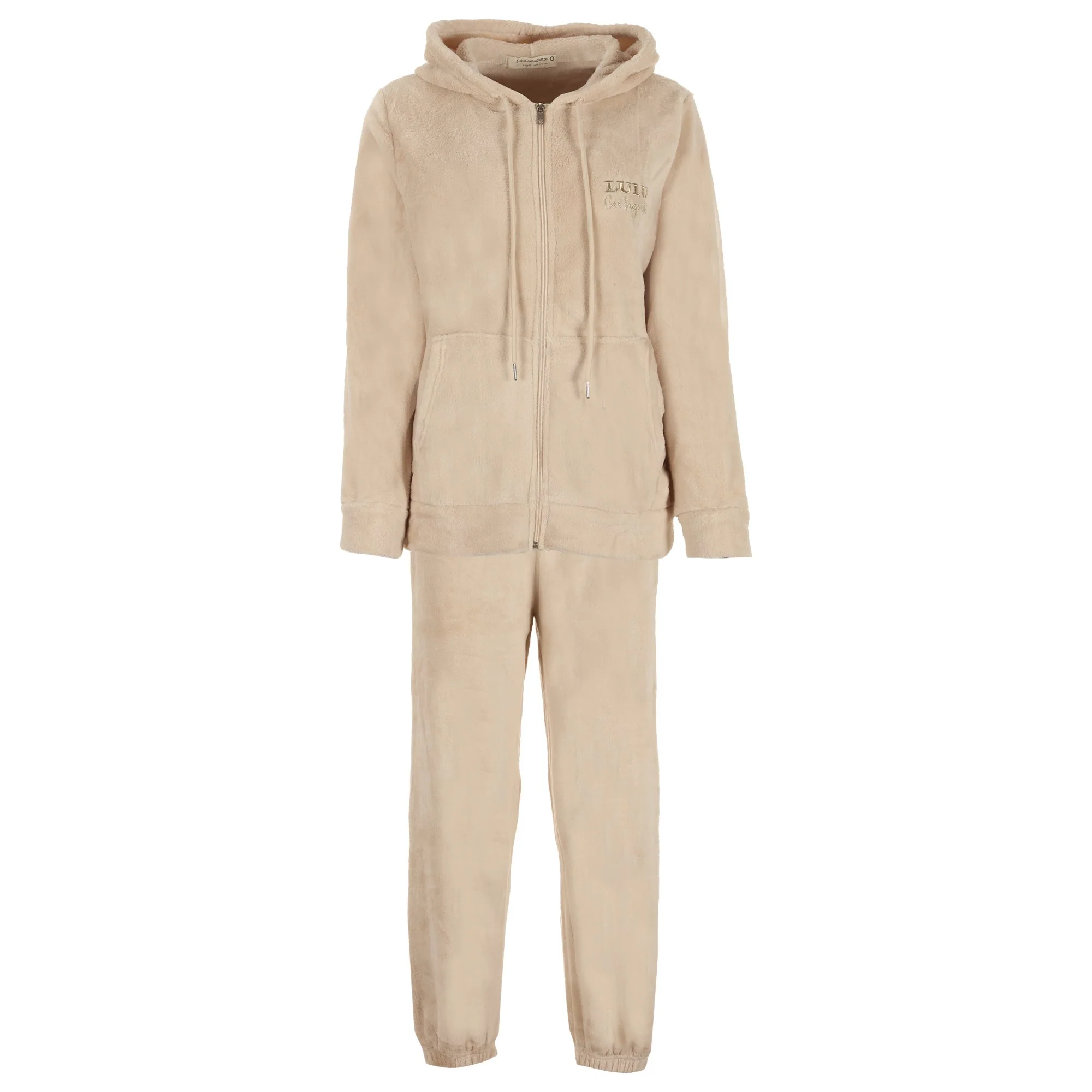 Pyjama long en velours - Beige