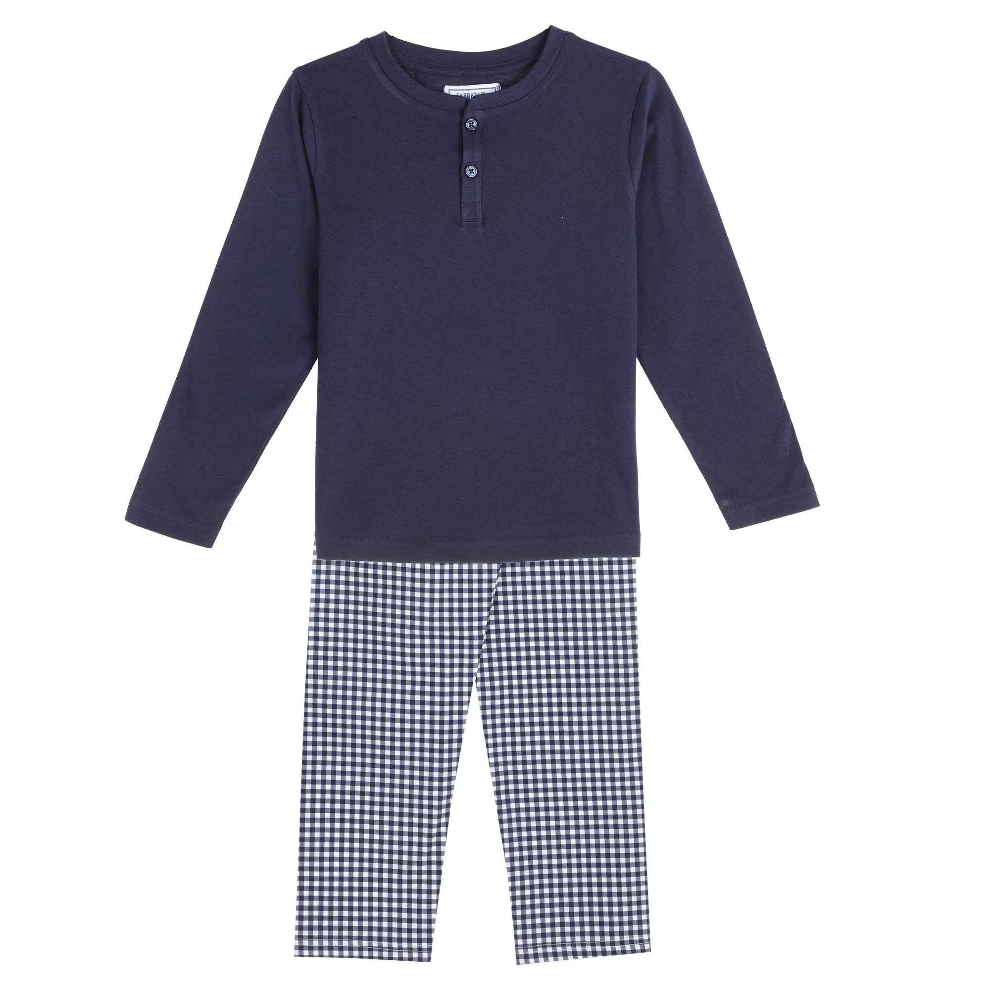 Pyjama manches longues avec Col Tunisien et Bas Popeline Ă rayures - Image 5