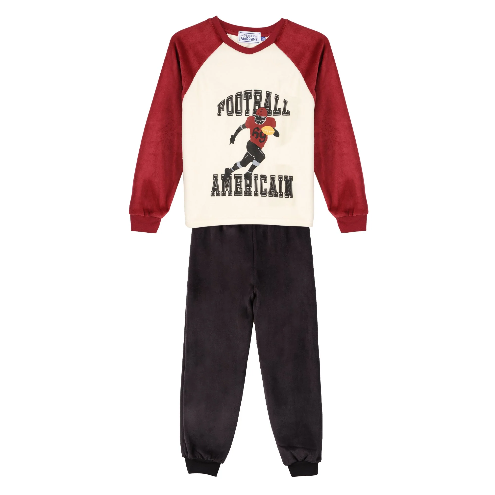 Pyjama velours 3/14 ans - Rouge