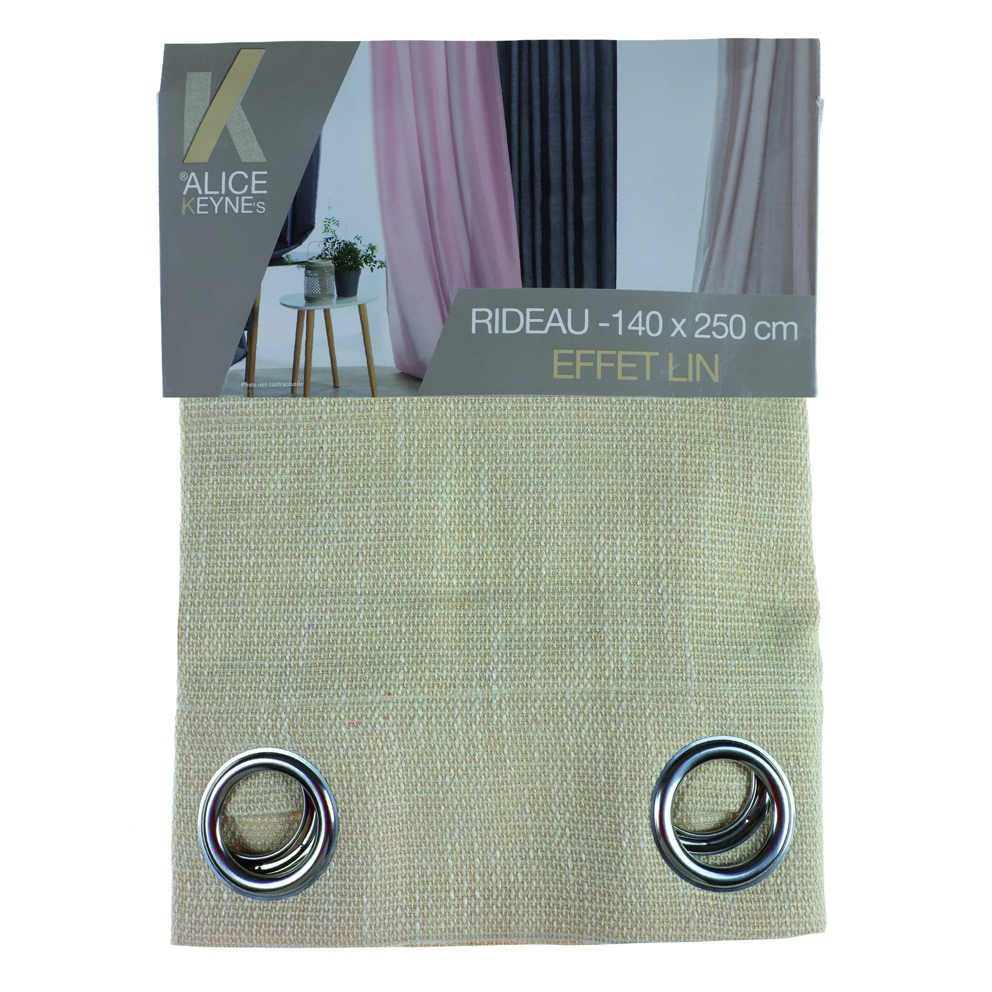 Rideau effet lin 140x250 cm - Beige - Image 4
